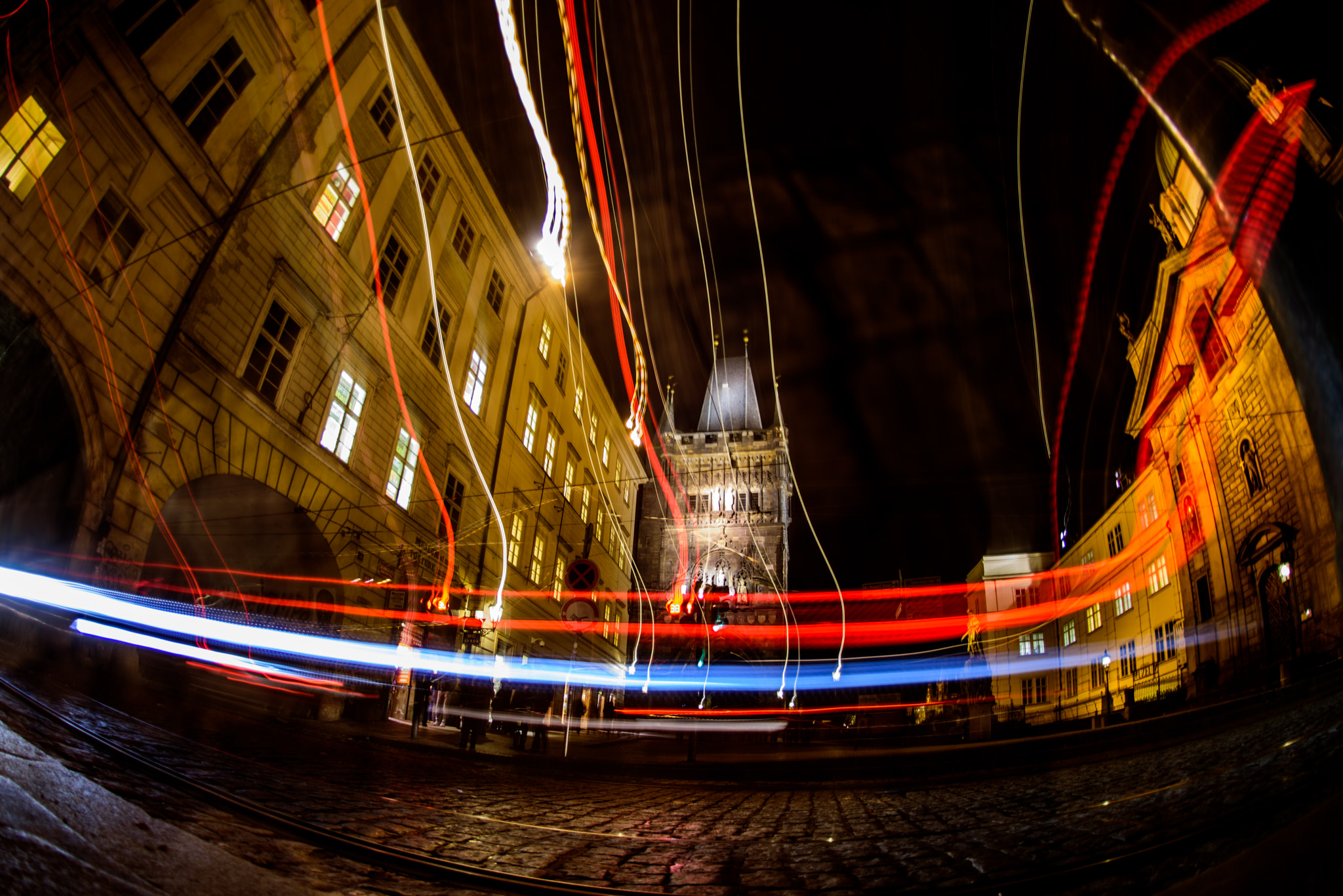 Nikon D810 + Nikon AF Fisheye-Nikkor 16mm F2.8D sample photo. Prag by night photography