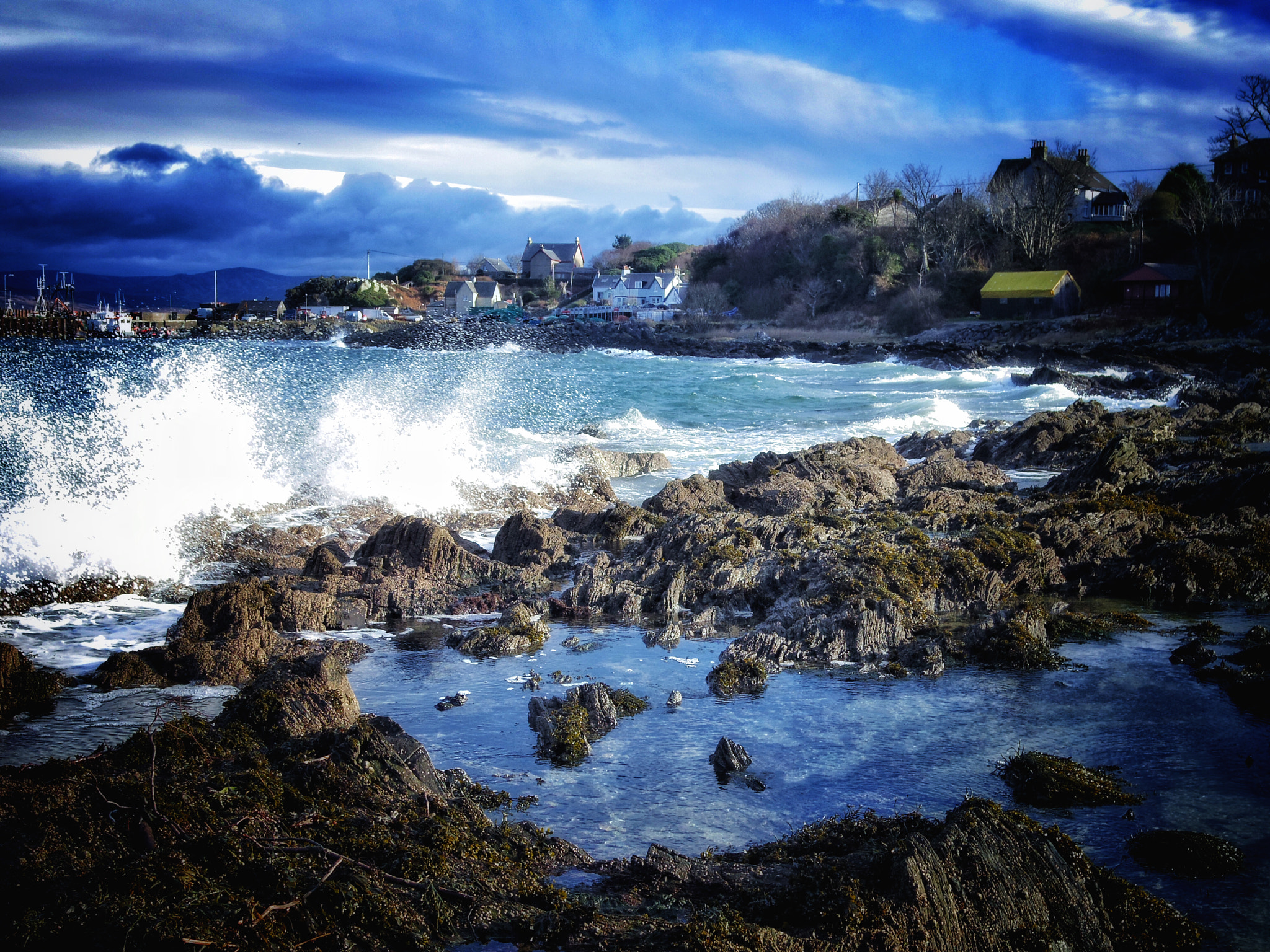 Pentax 01 Standard Prime sample photo. Carradale harbour during a northeasterly gale photography