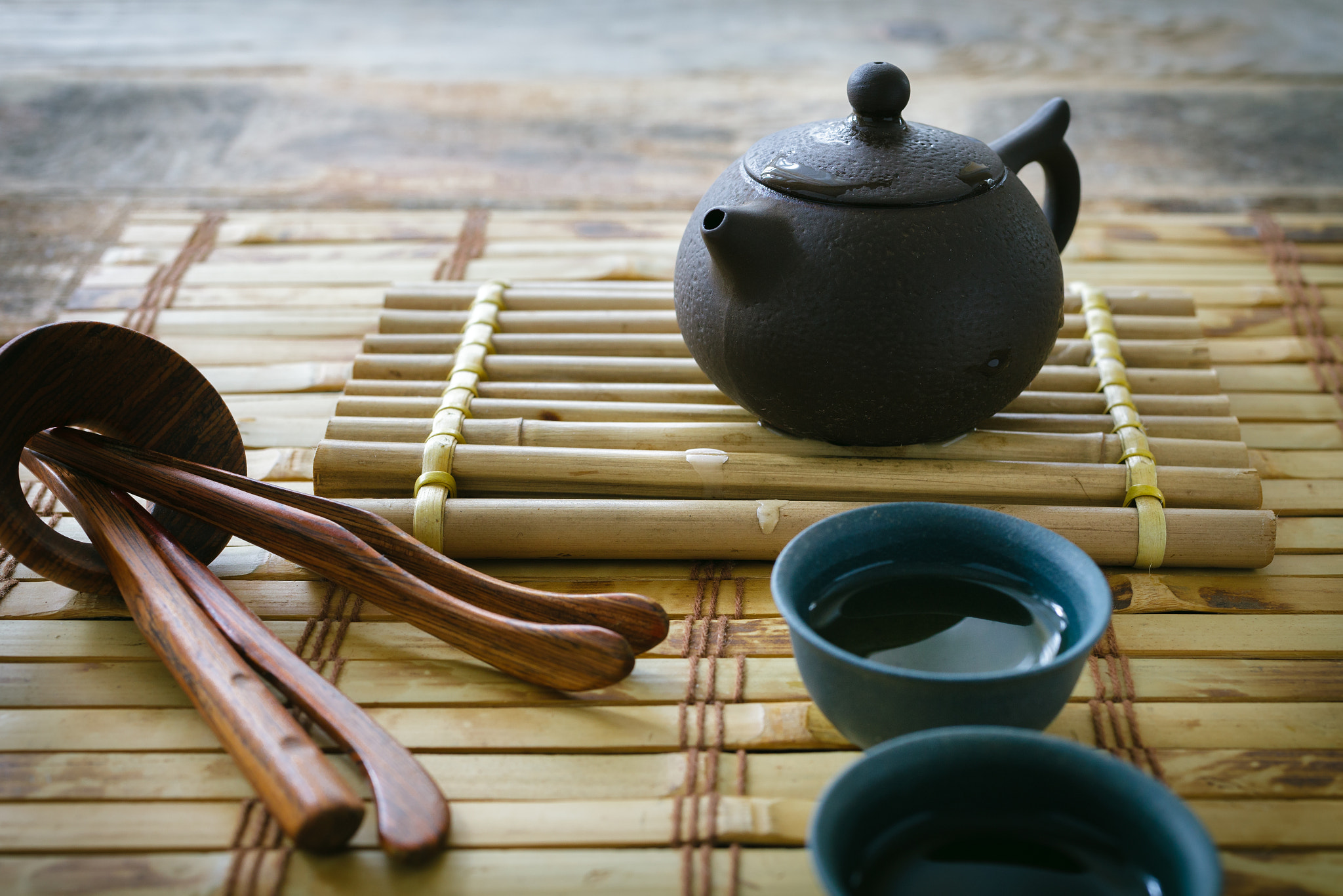 Canon EF 50mm F2.5 Macro sample photo. Morning green tea. tea set photography