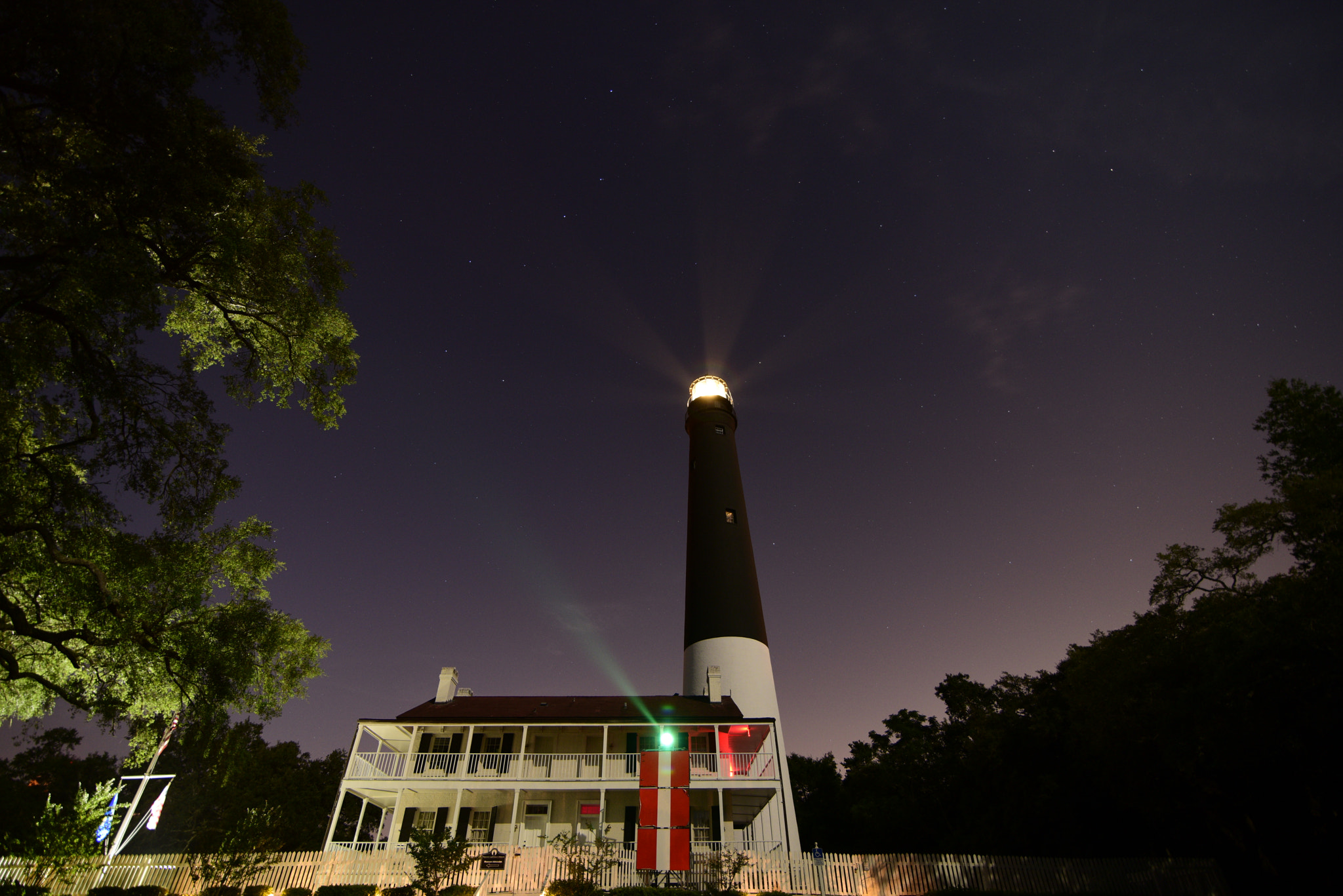 Nikon D810 sample photo. Pensacola light at night photography