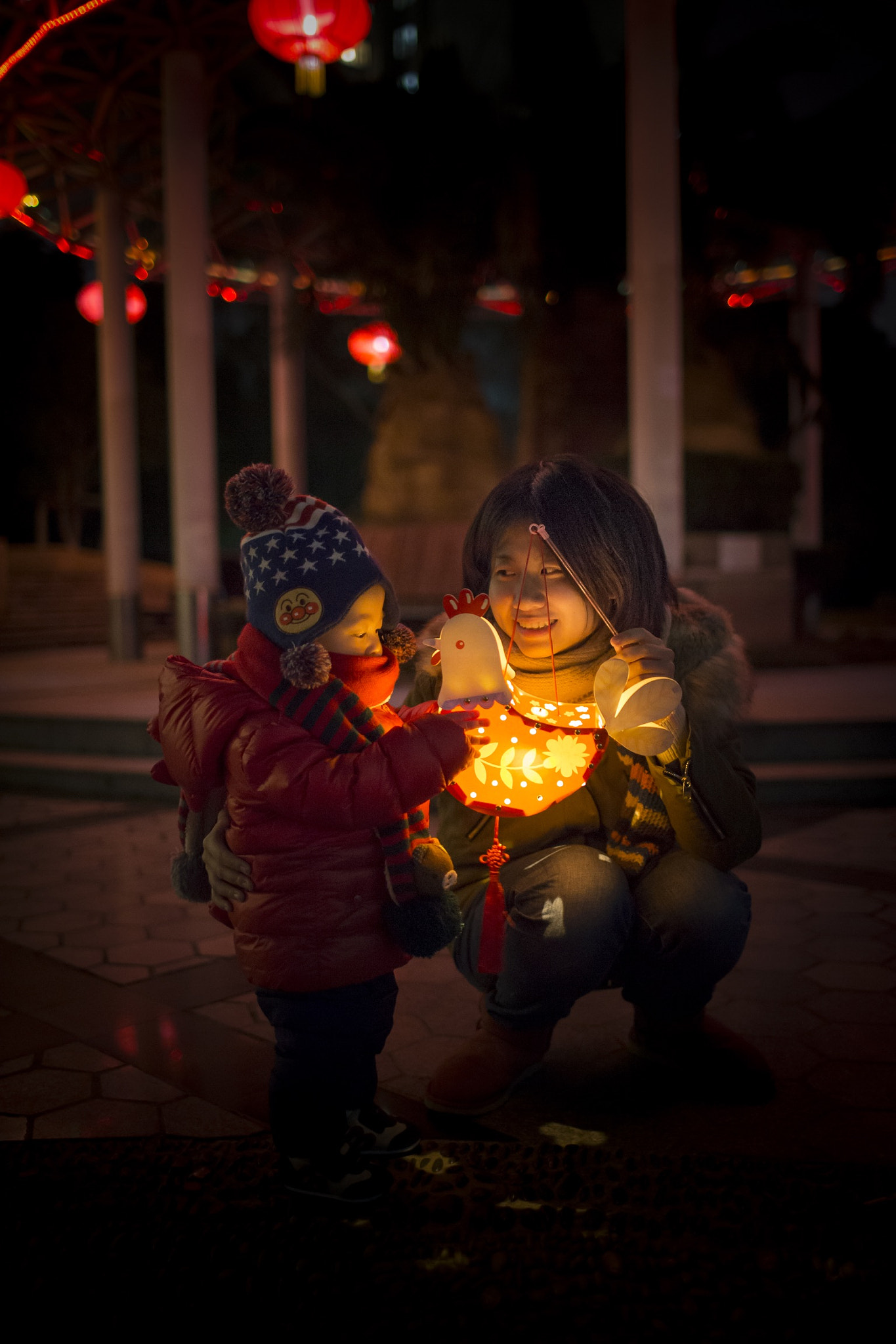 Canon EOS-1D X + Canon EF 35mm F1.4L USM sample photo. My boy's first lantern festival, with his mother's hand-made chicken lantern. photography