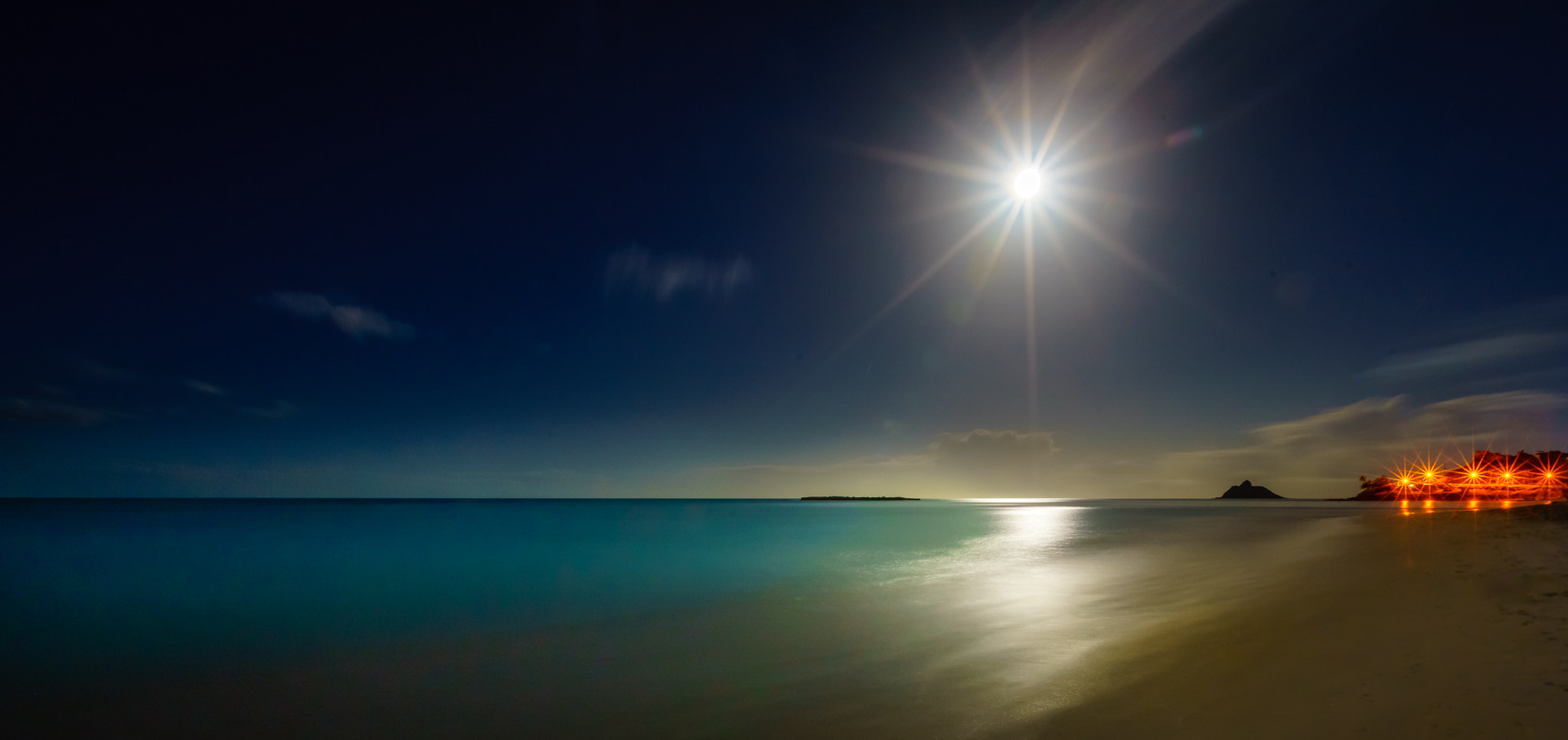 Sony a7R II + Canon EF 16-35mm F2.8L II USM sample photo. Kailua full moon photography