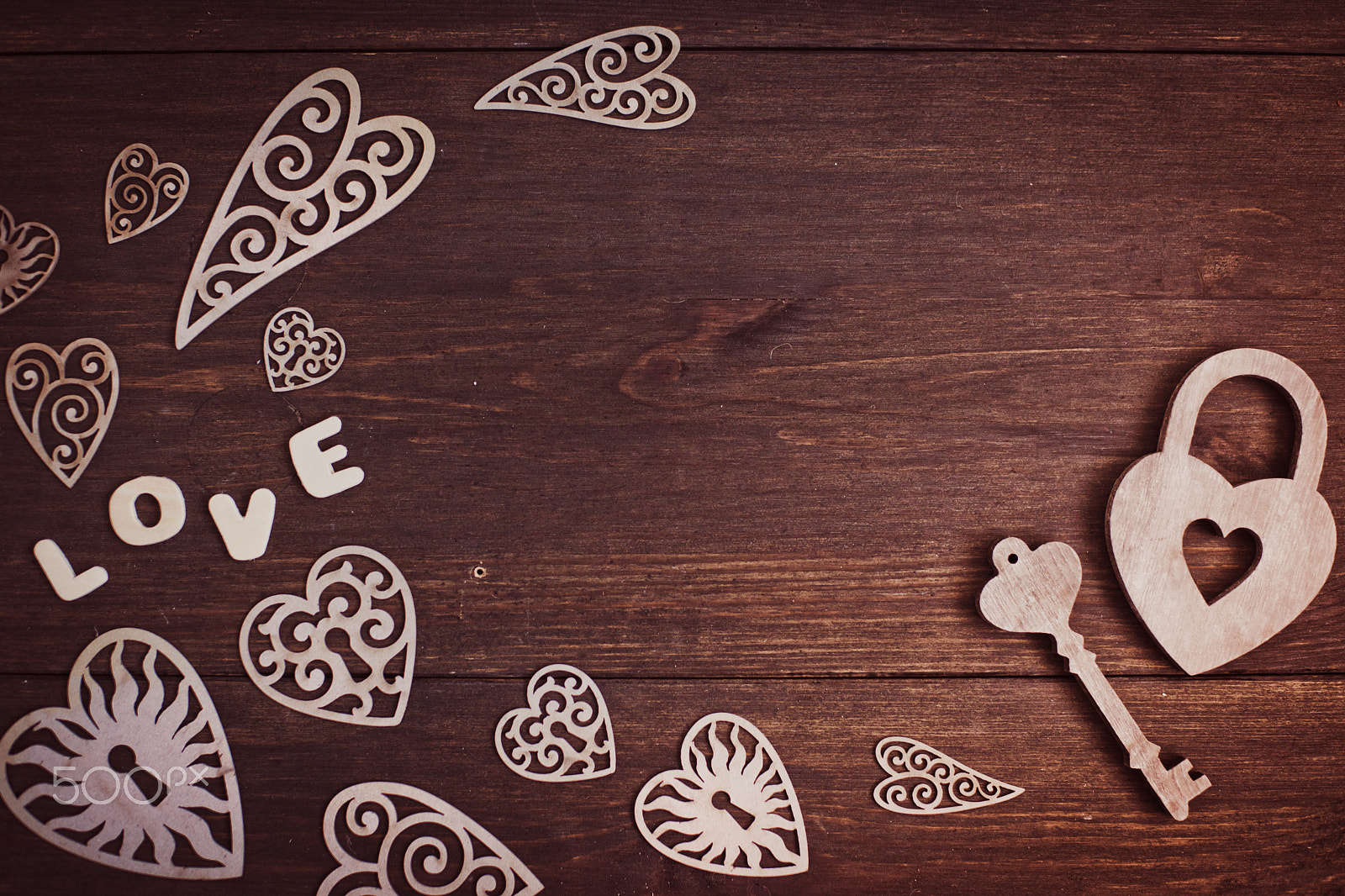 Nikon D800 + Nikon AF Nikkor 50mm F1.4D sample photo. Hearts on a wooden background photography