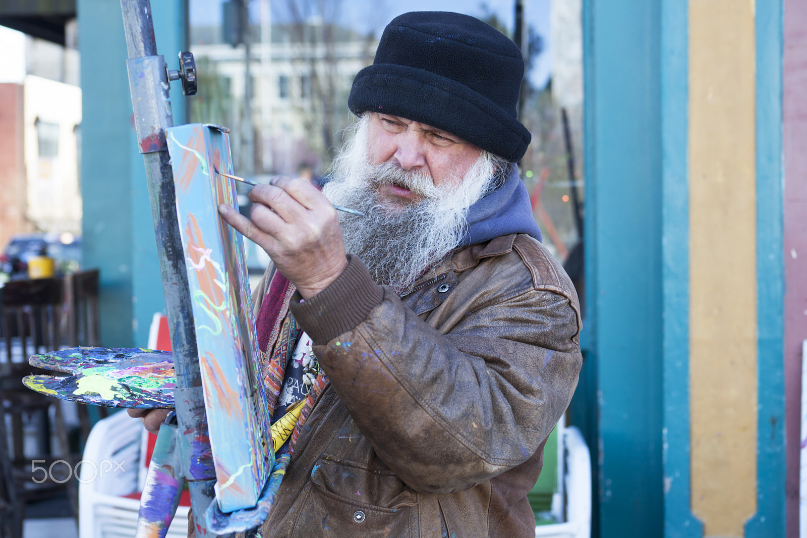 EF75-300mm f/4-5.6 sample photo. Street painter in wilmington nc photography