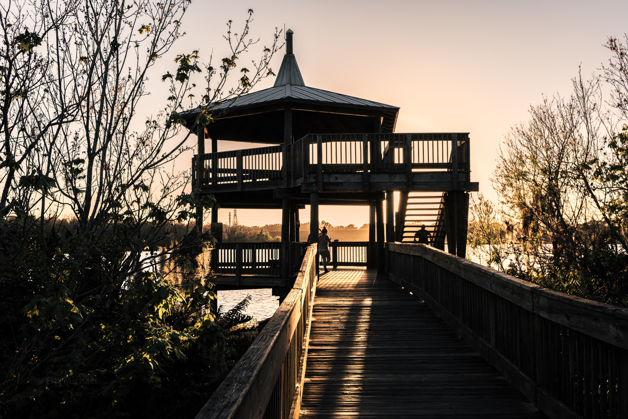 E 35mm F2 sample photo. Boardwalk sunset photography
