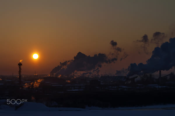 sunset over industrial area by Nick Patrin on 500px.com