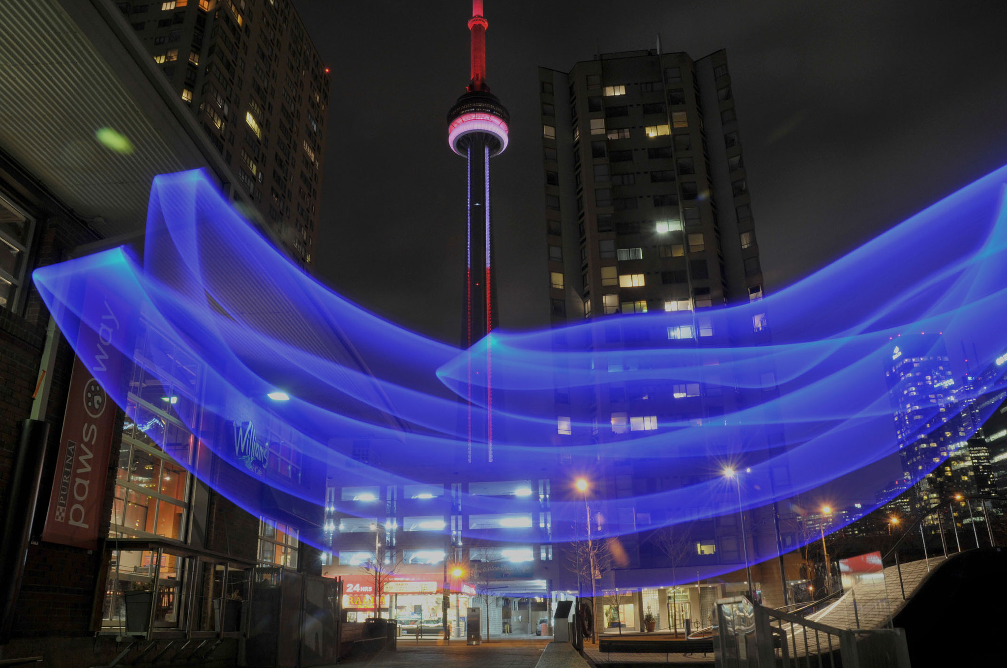 Nikon D300S sample photo. Cn tower long exposure blue photography