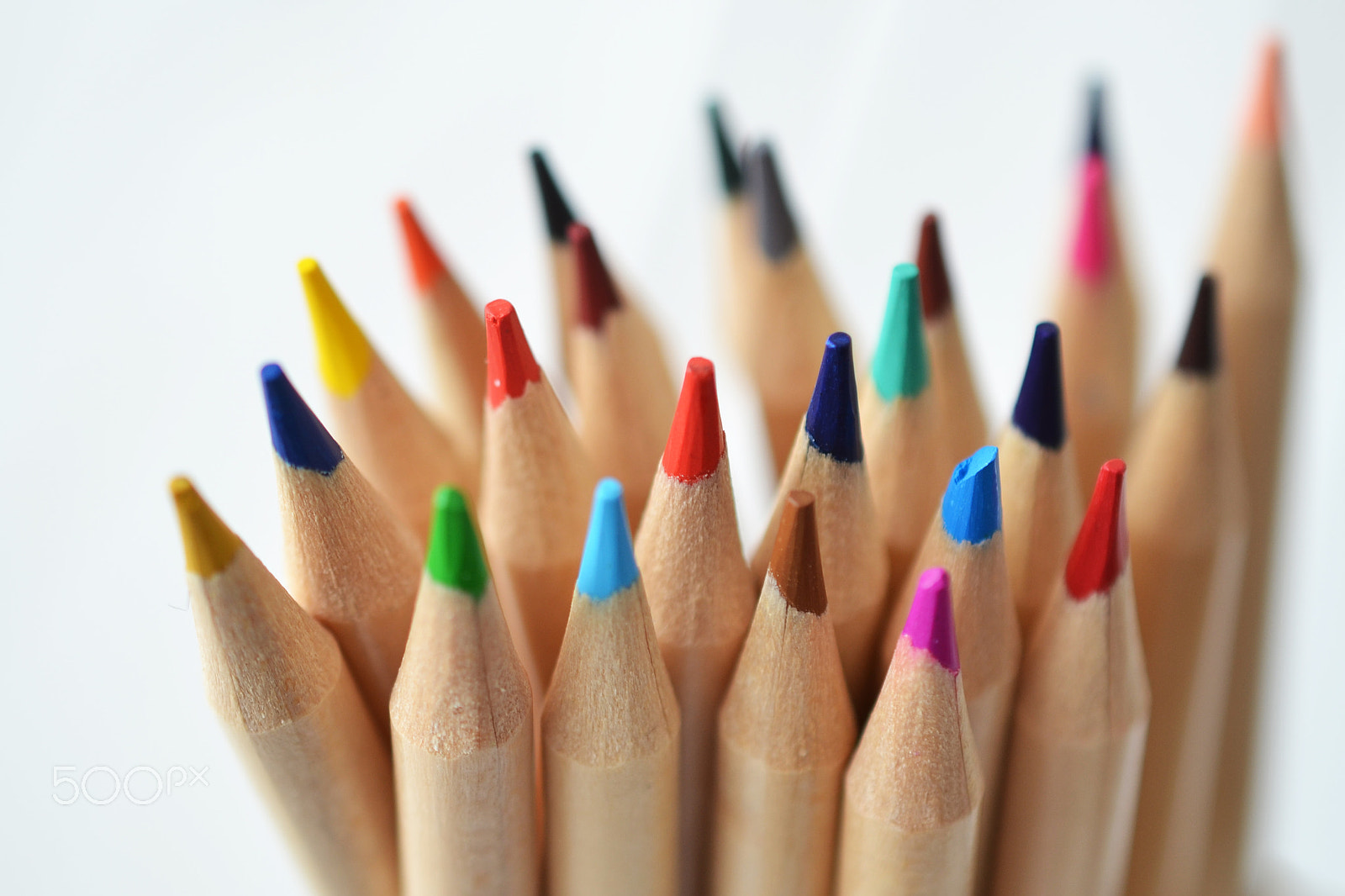 Nikon AF-S DX Micro Nikkor 40mm F2.8 sample photo. Coloured pencils on white background photography