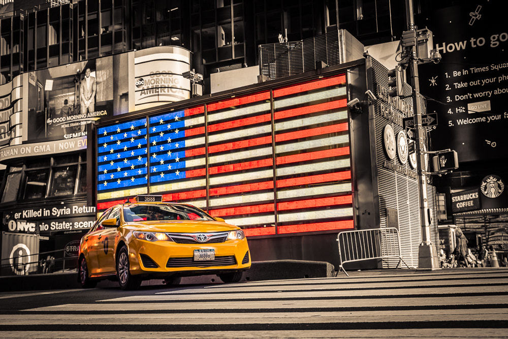 Sony a7R + Tamron SP 24-70mm F2.8 Di VC USD sample photo. Yellow cab photography