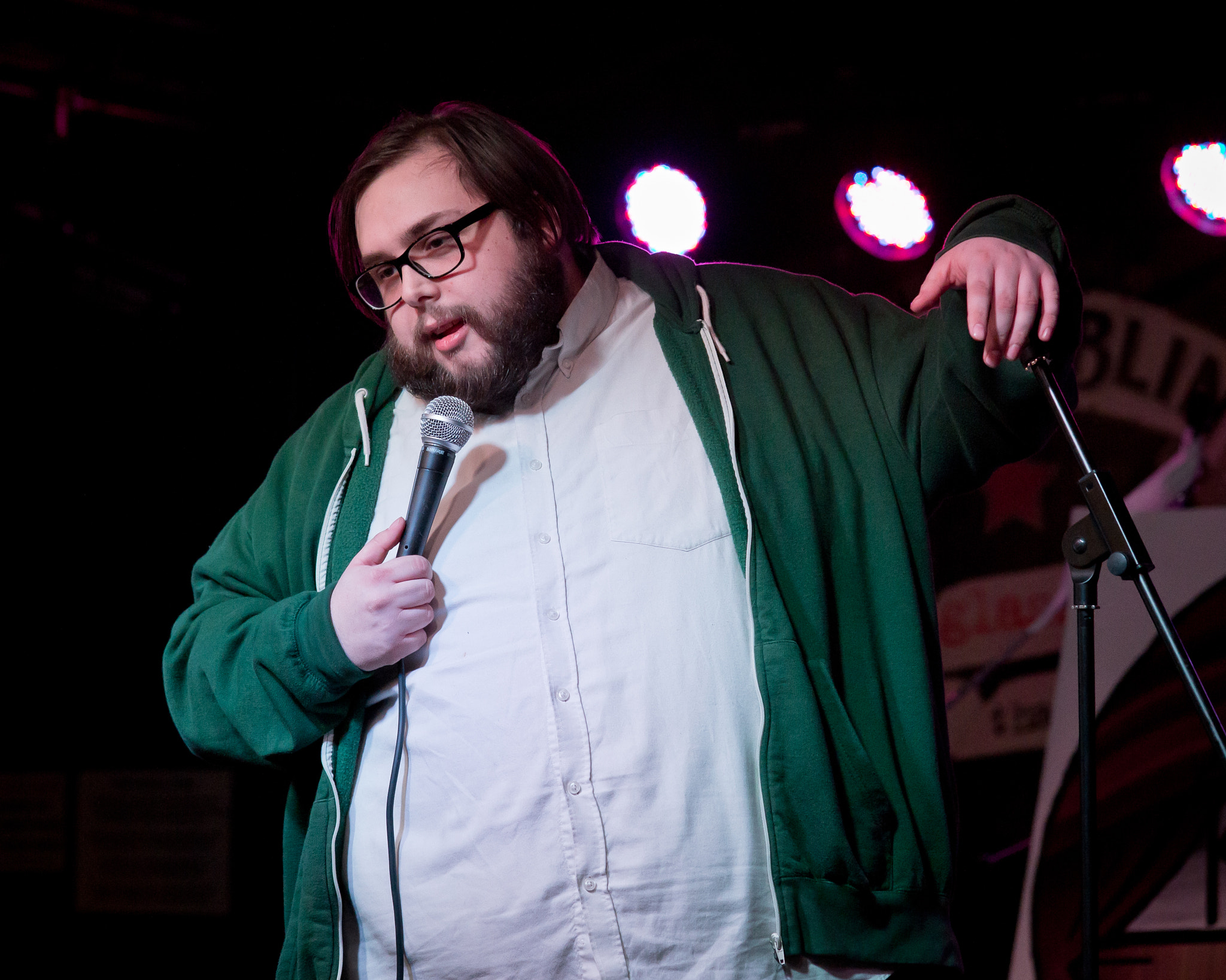 Sigma 105mm F2.8 EX DG Macro sample photo. Comedy night - compere photography