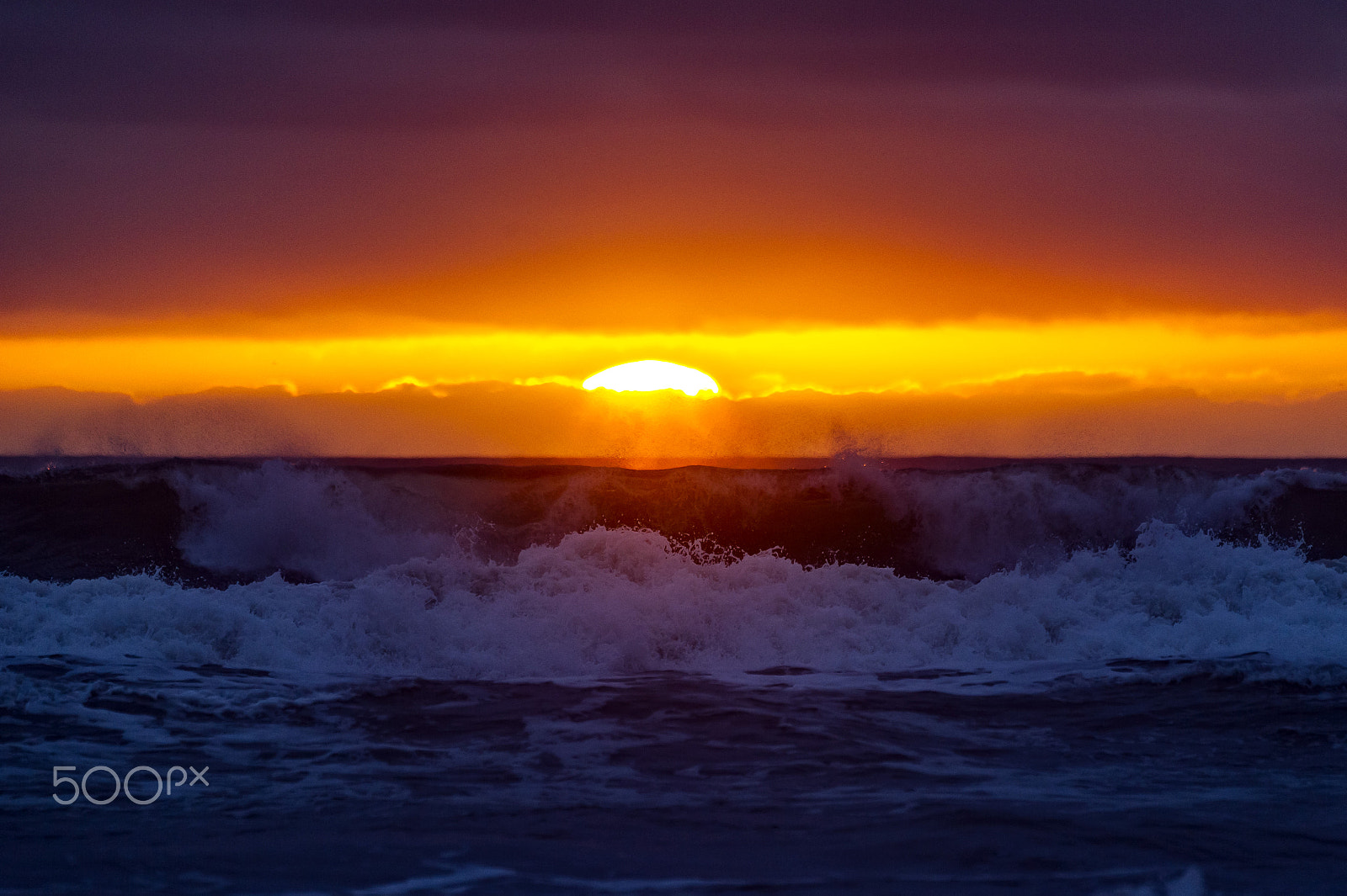 Nikon D3S + Nikon AF-S Nikkor 80-400mm F4.5-5.6G ED VR sample photo. Waves at sunset in oceanside - february 11, 2017 photography