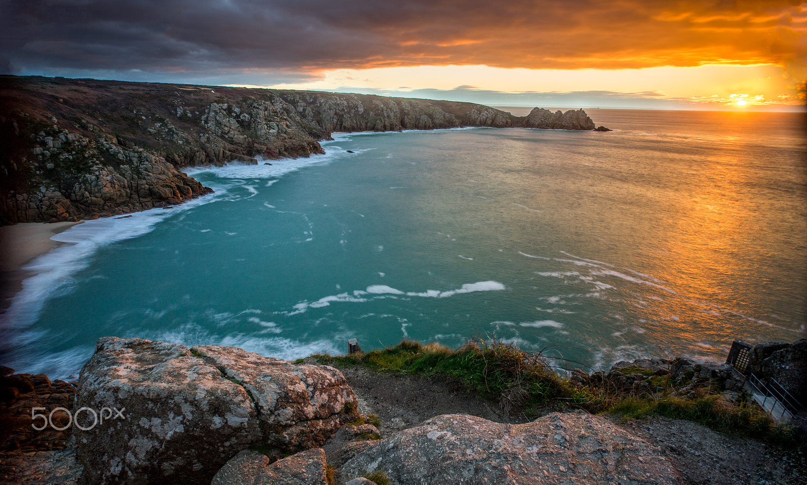 Sony a7R + Sony DT 50mm F1.8 SAM sample photo. Sunrise over porthcyrno in cornwall photography