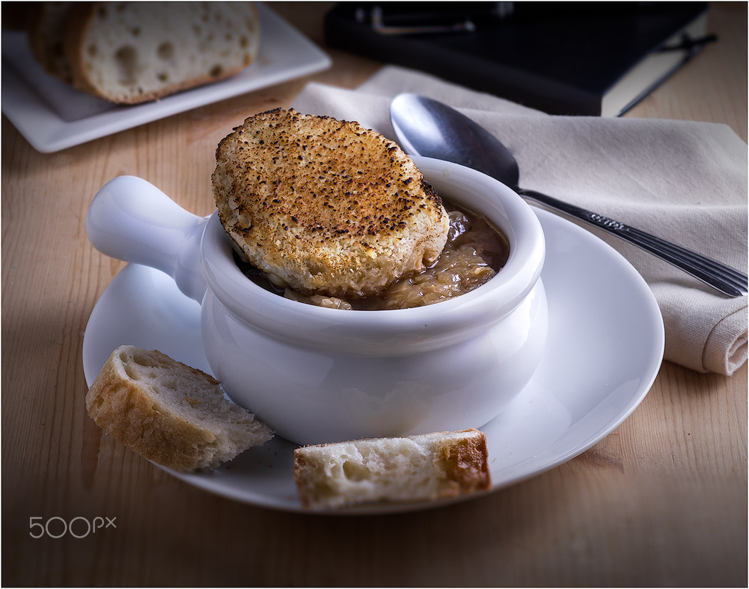 Nikon D200 sample photo. Onion soup photography