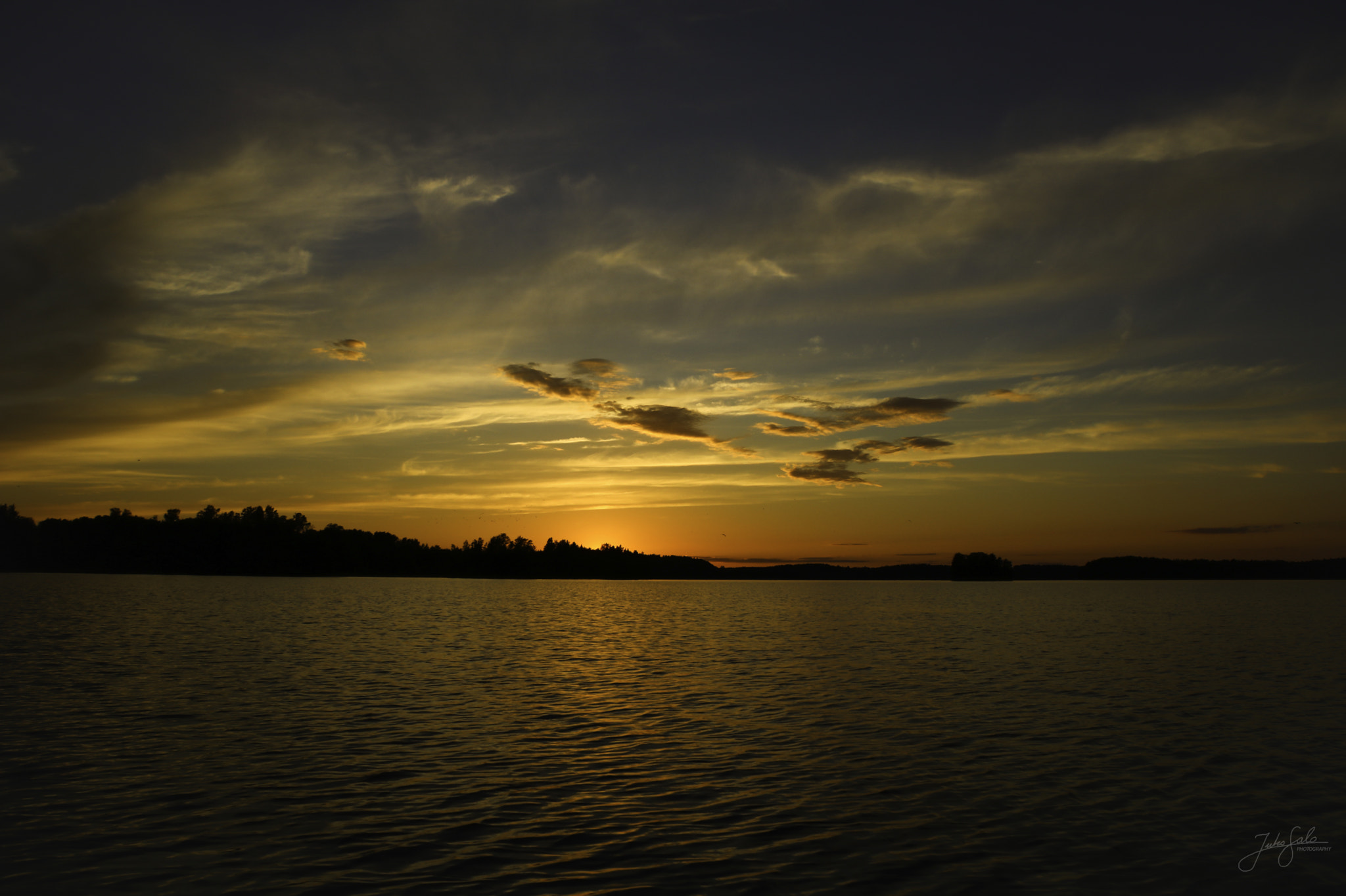 Canon EF 75-300mm F4.0-5.6 IS USM sample photo. Late sunset on a lake. photography