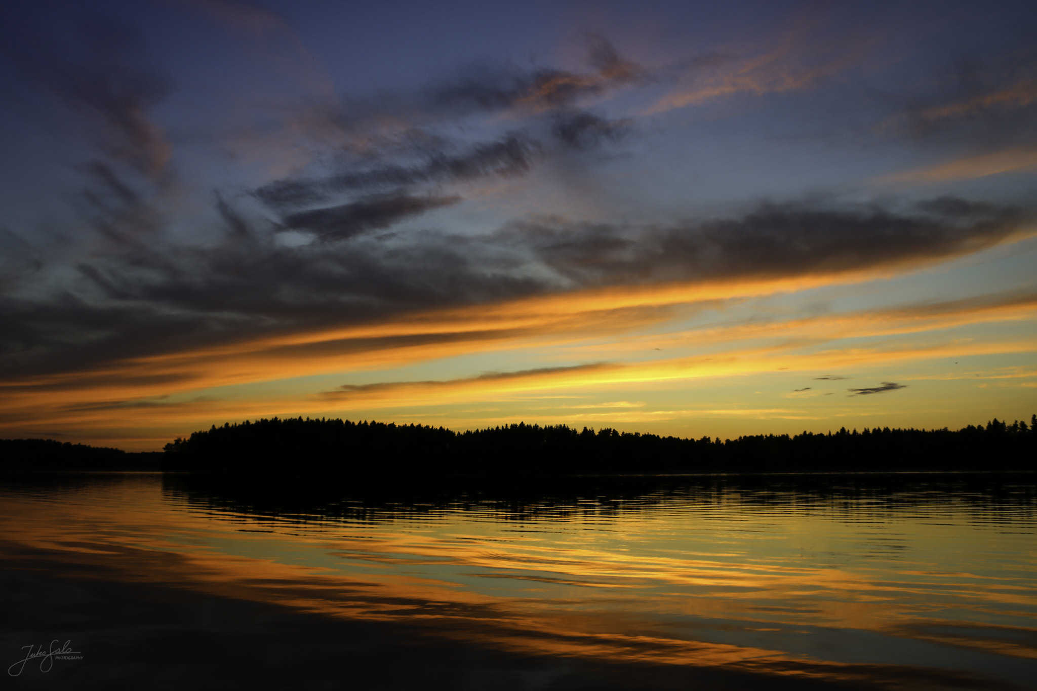 Canon EF 75-300mm F4.0-5.6 IS USM sample photo. Late sunset on a lake. photography