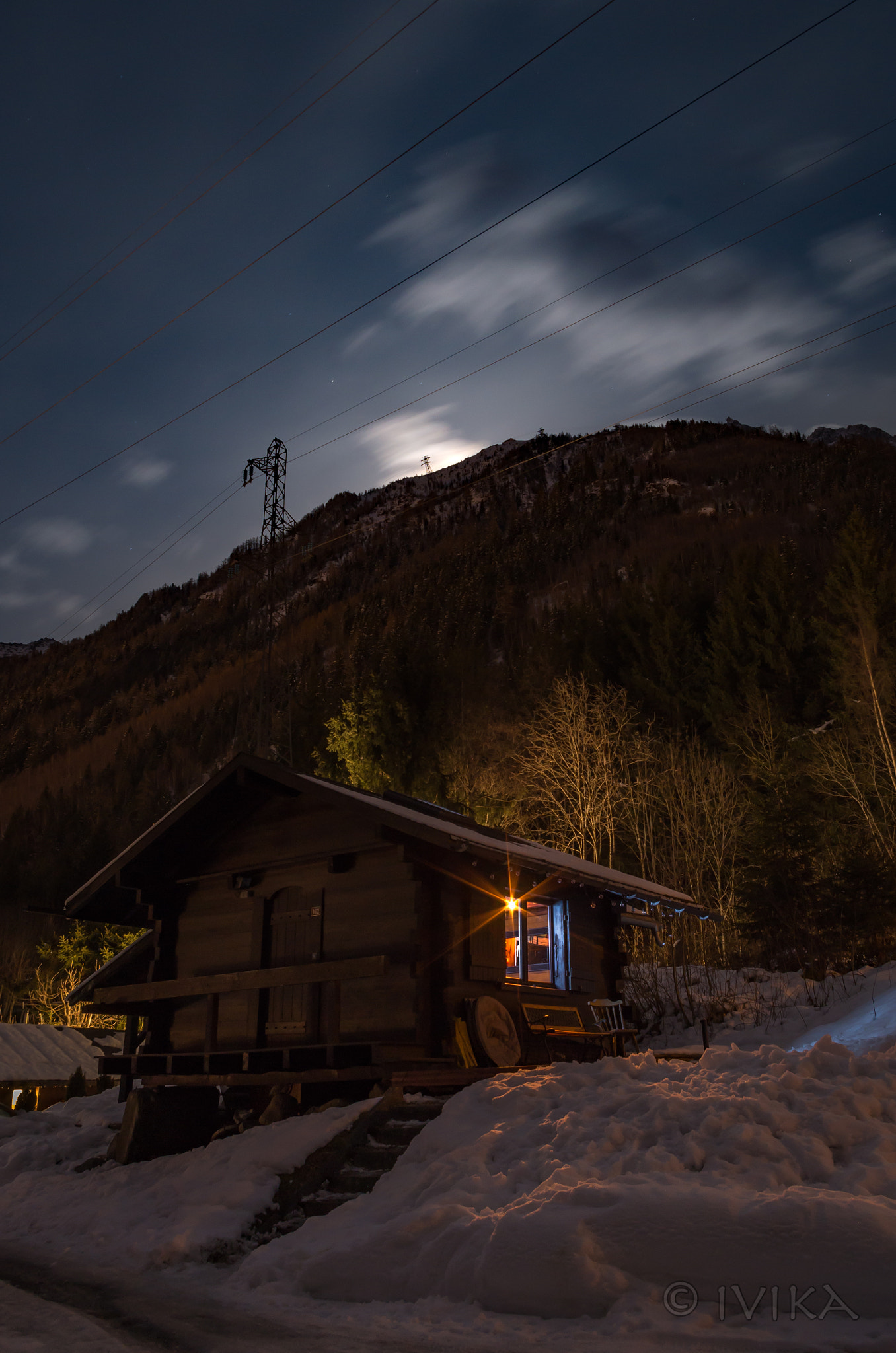 Pentax K-500 sample photo. Moonrise in chamonix photography