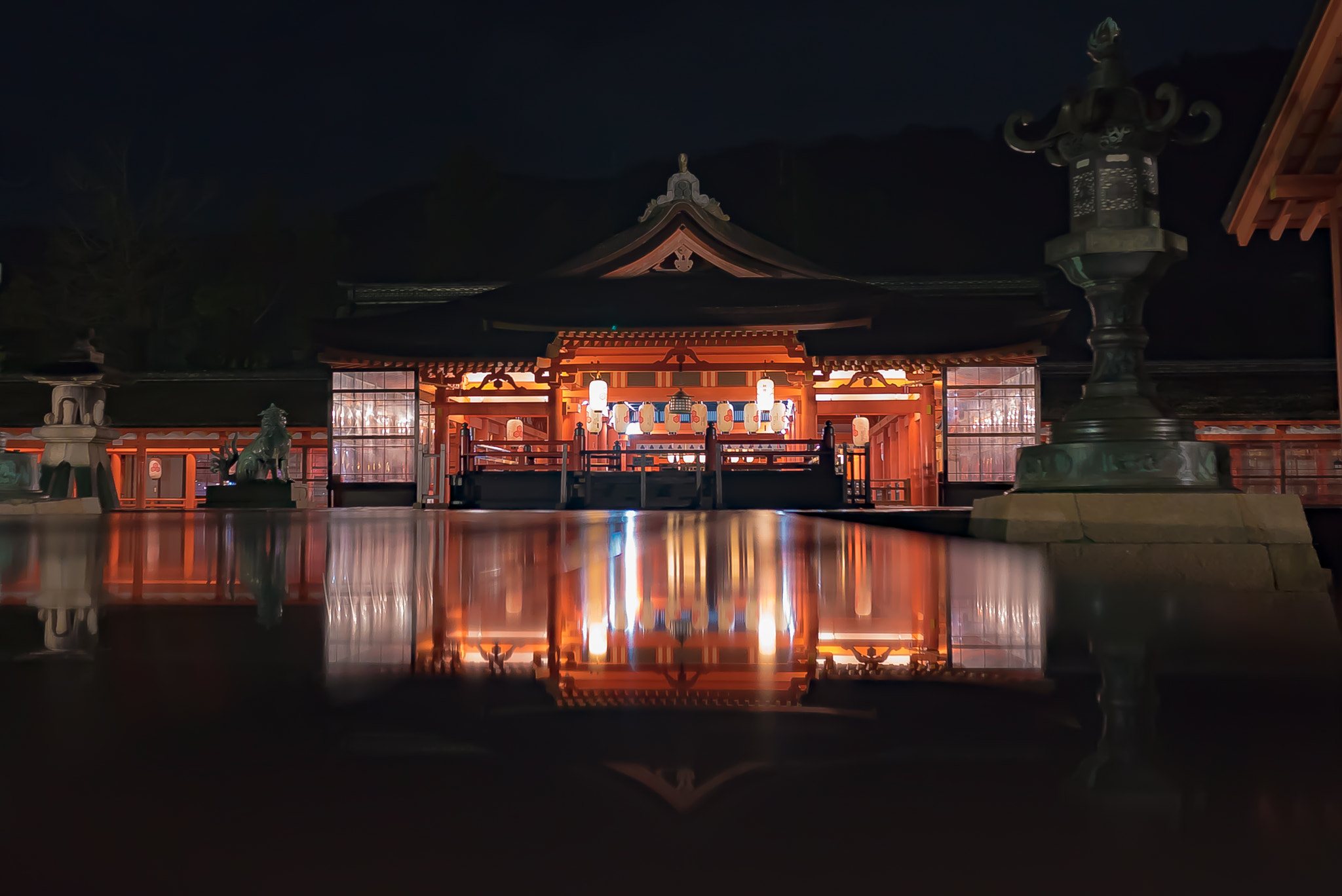 Sony a7S sample photo. Itsukushima shrine at midnight photography