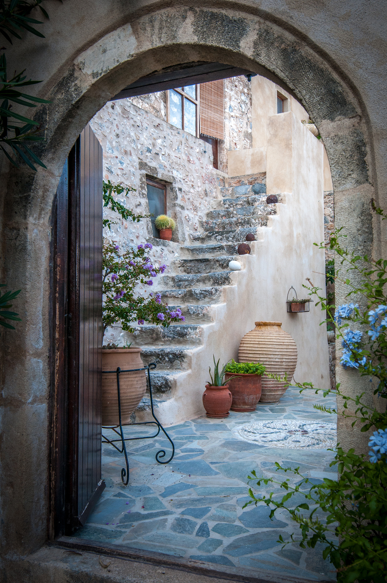 Nikon AF-S Nikkor 16-35mm F4G ED VR sample photo. Monemvasia, greece;  secret courtyard photography