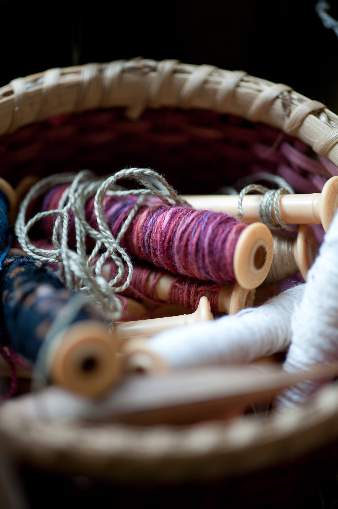 Nikon D700 sample photo. Basket of spools of thread photography