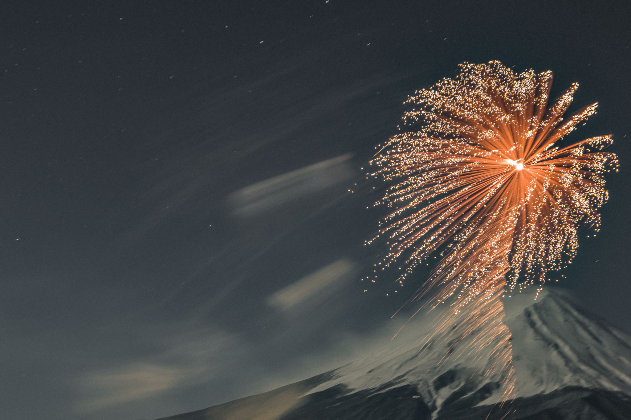 Pentax K-1 sample photo. Mt.fuji&fireworks photography