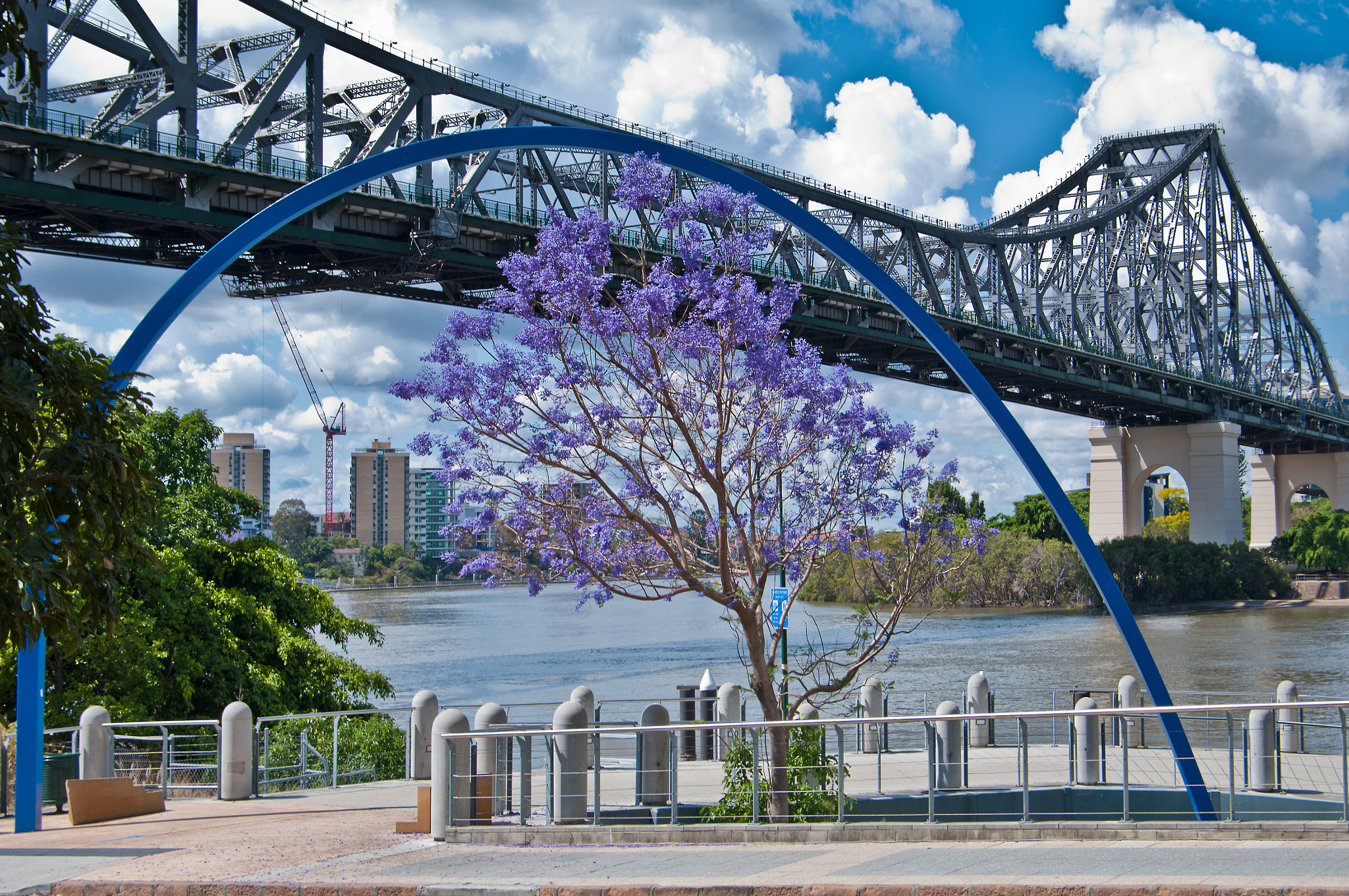 Pentax K-7 sample photo. Jacaranda bridge arch photography