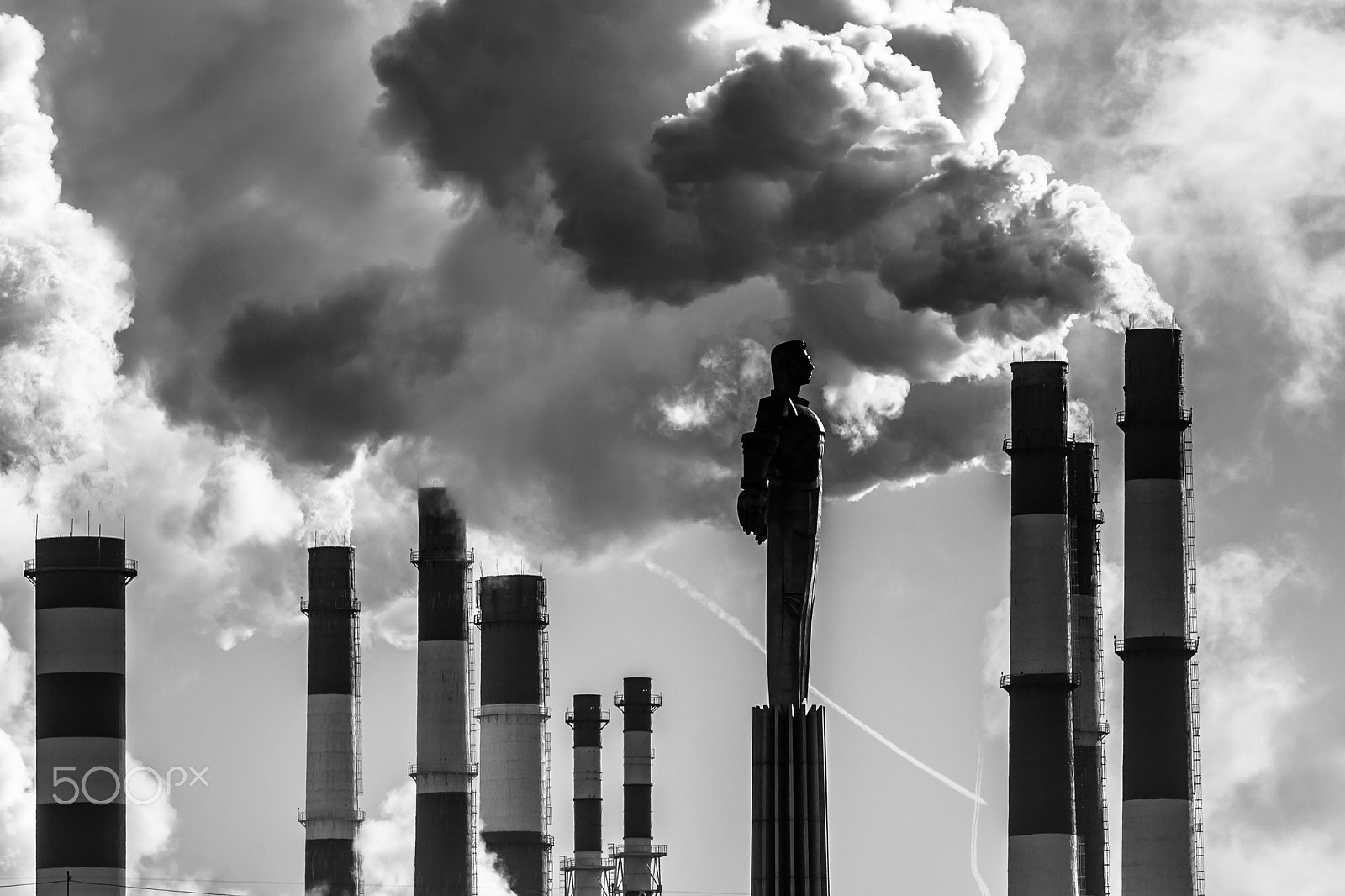 Canon EF 200mm F2.8L II USM sample photo. Gagarin's monument with industrial pipes photography