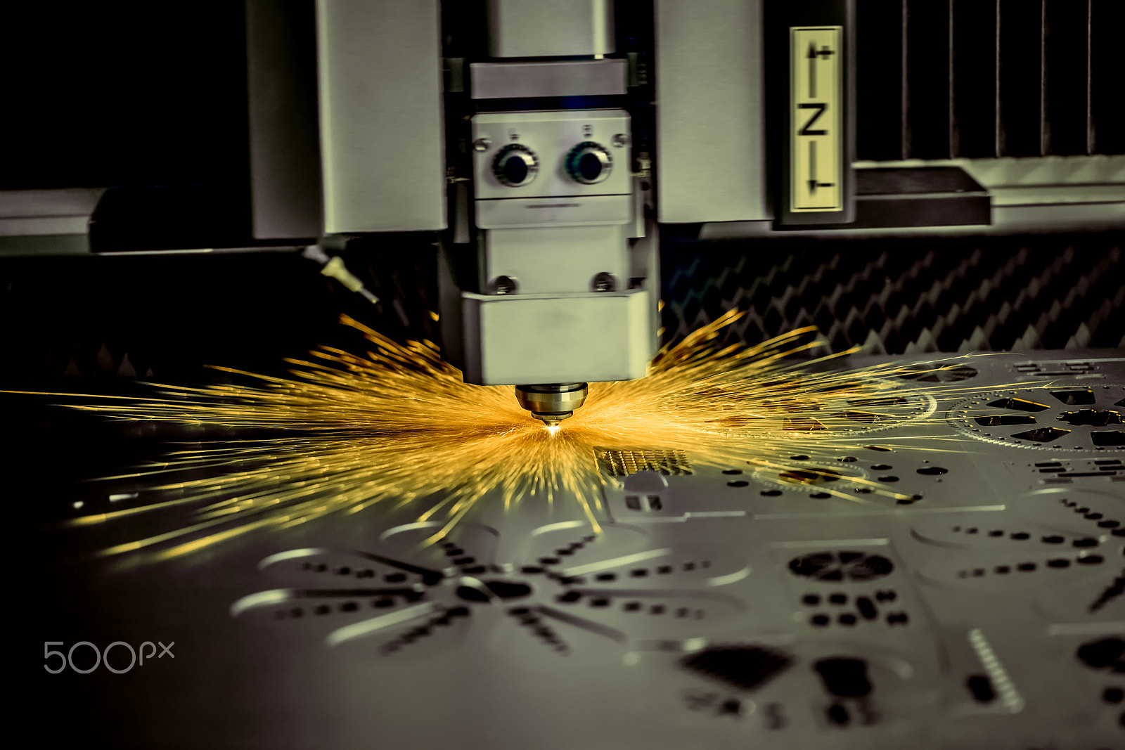 Canon EF 100mm F2.8L Macro IS USM sample photo. Cnc laser cutting of metal, modern industrial technology. . photography