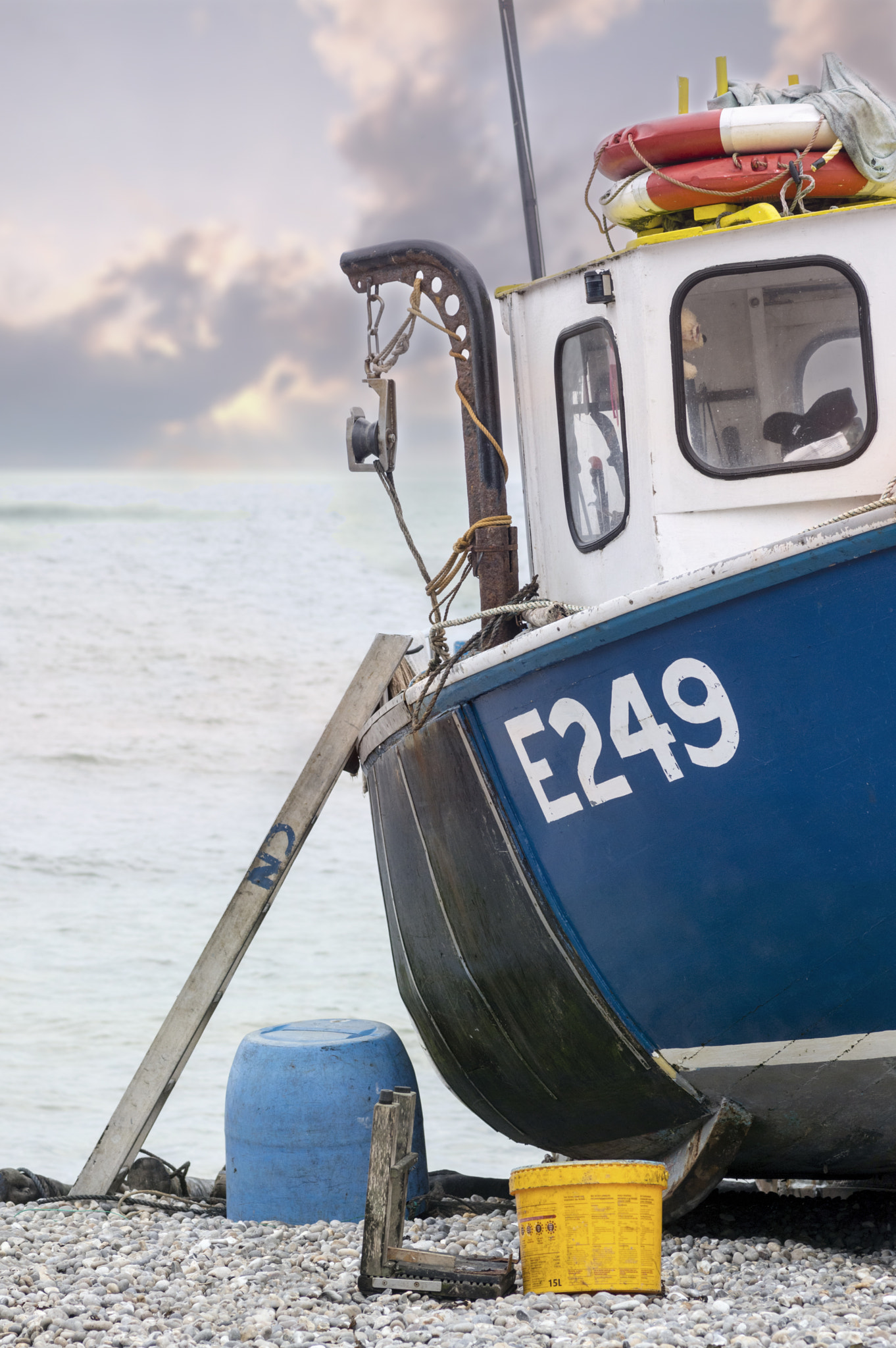 Pentax smc D-FA 100mm F2.8 Macro WR sample photo. Old fishing boat on beer beach, with braving the cold. photography