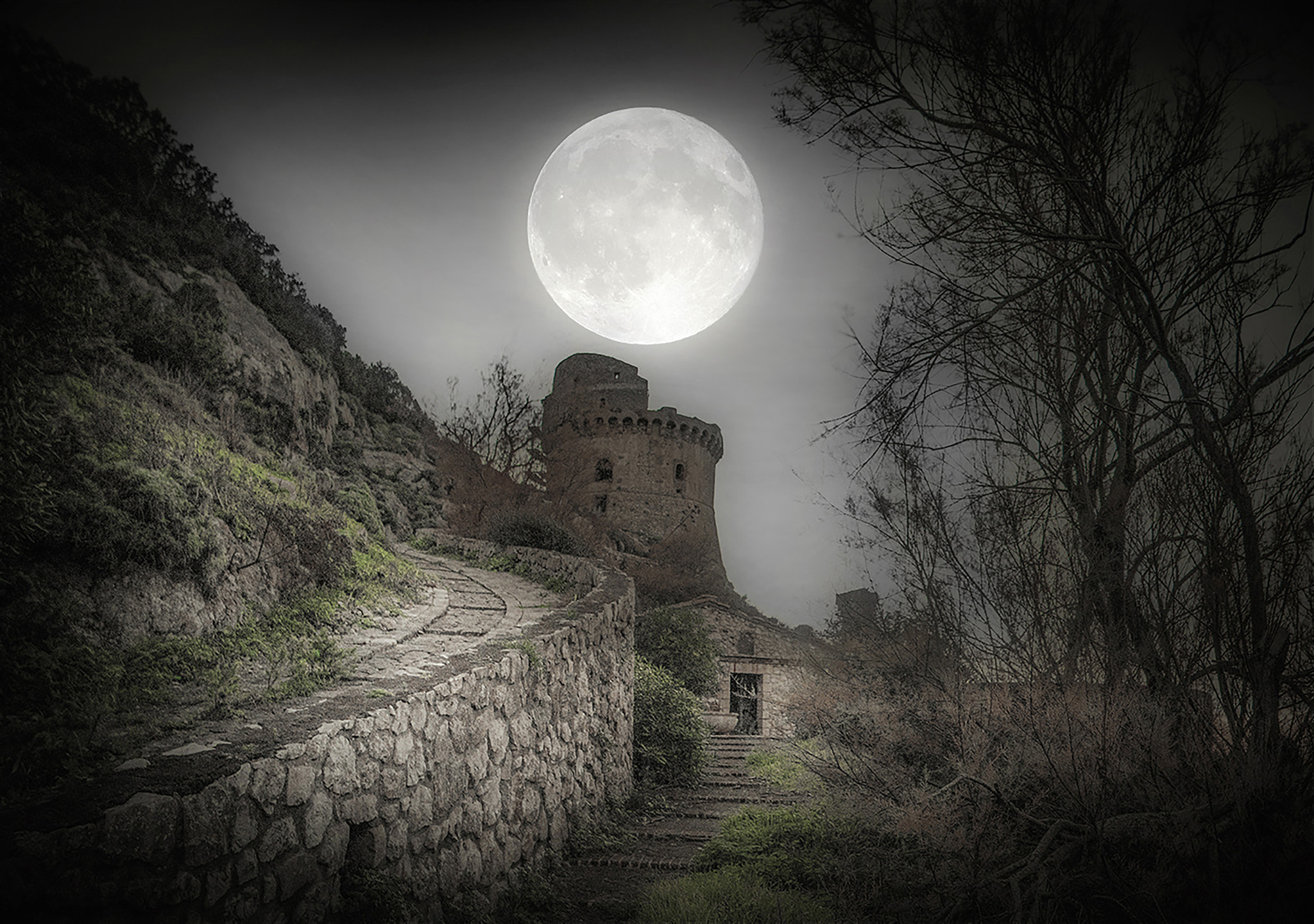 Samsung NX500 sample photo. The moon and the tower photography
