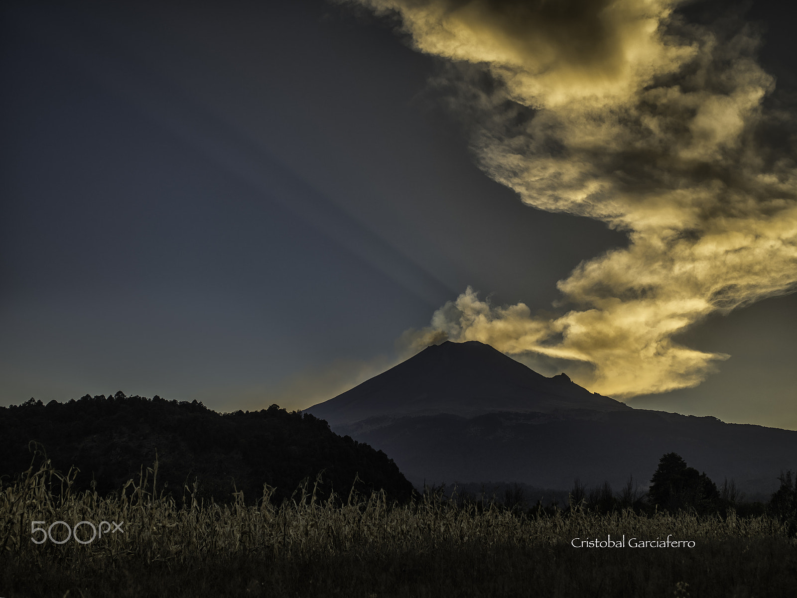 Pentax 645Z sample photo. Smoking volcano and sunset photography