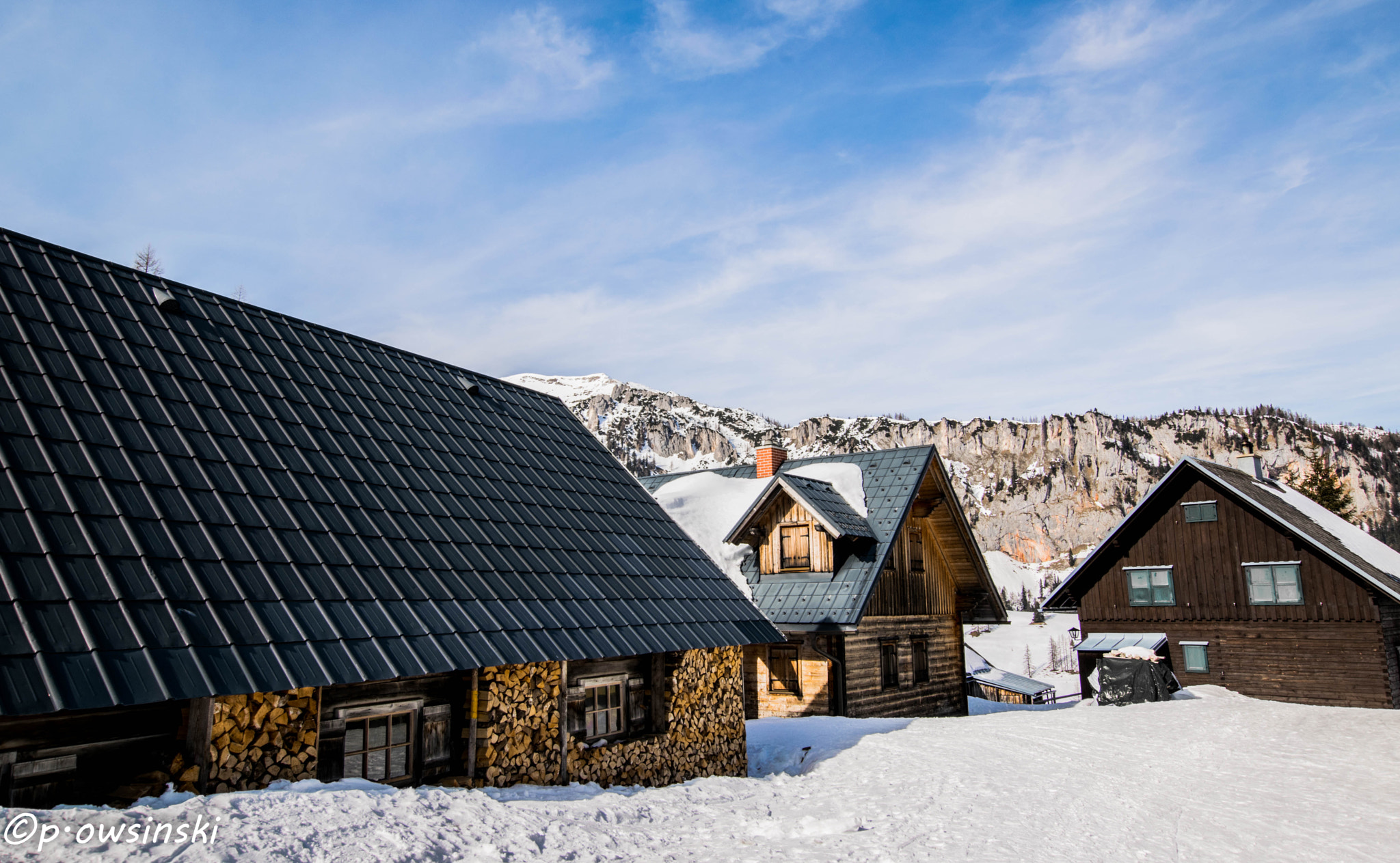 Nikon D5300 + Sigma 10-20mm F3.5 EX DC HSM sample photo. Wooden cabin in winter alps / austria photography