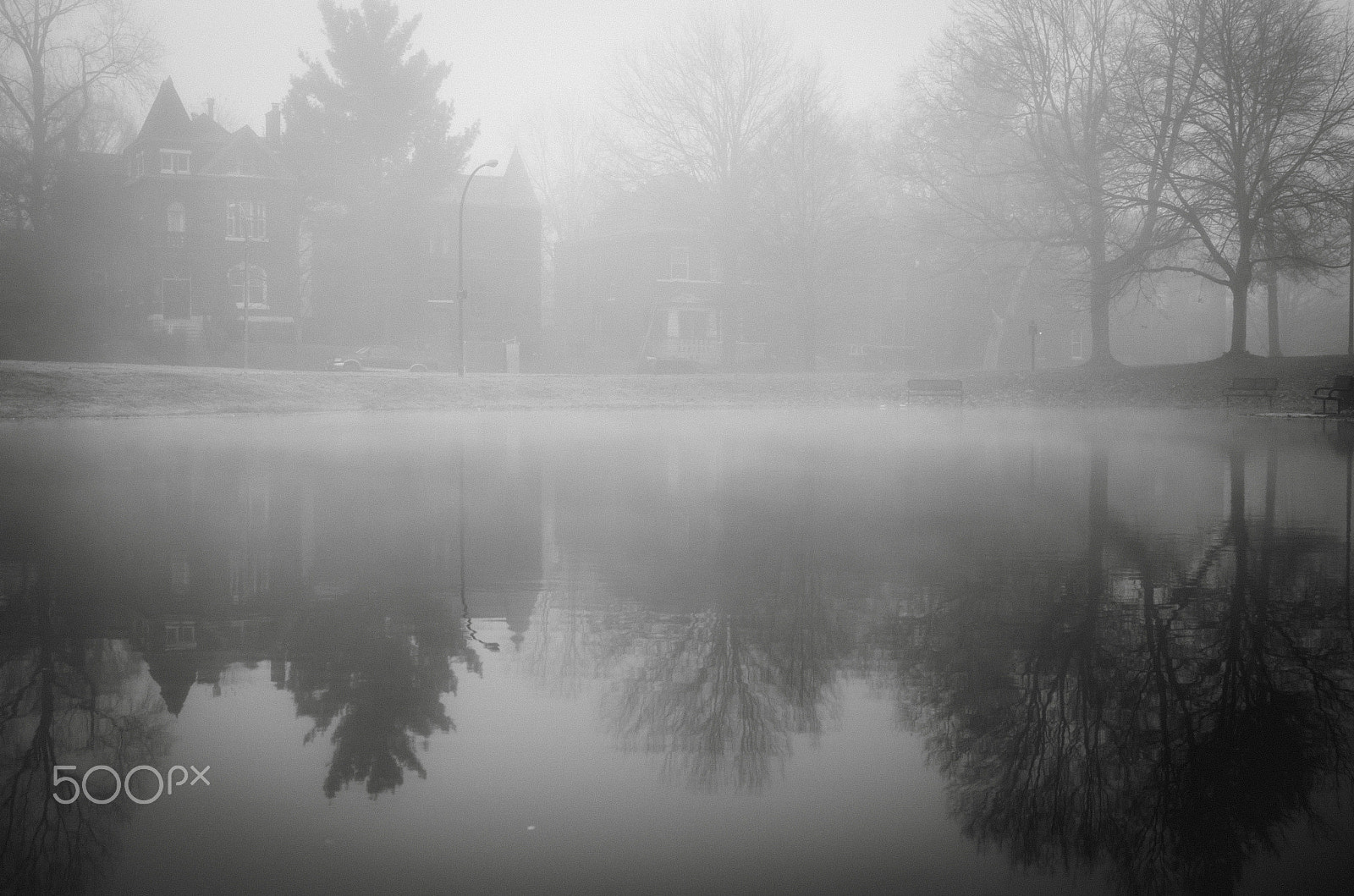 Leica X Vario sample photo. Pond and fog - benton park photography