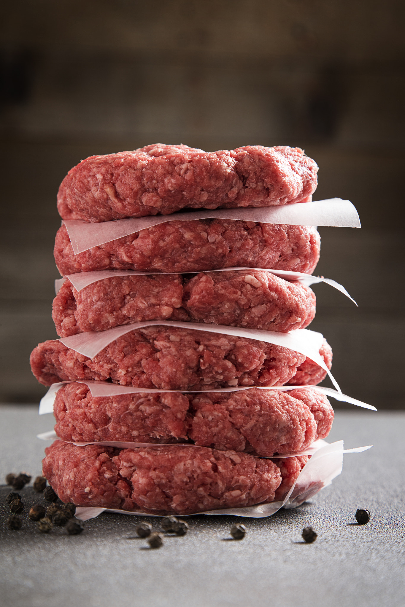 Canon EOS-1D X sample photo. Stack of six raw hamburgers photography
