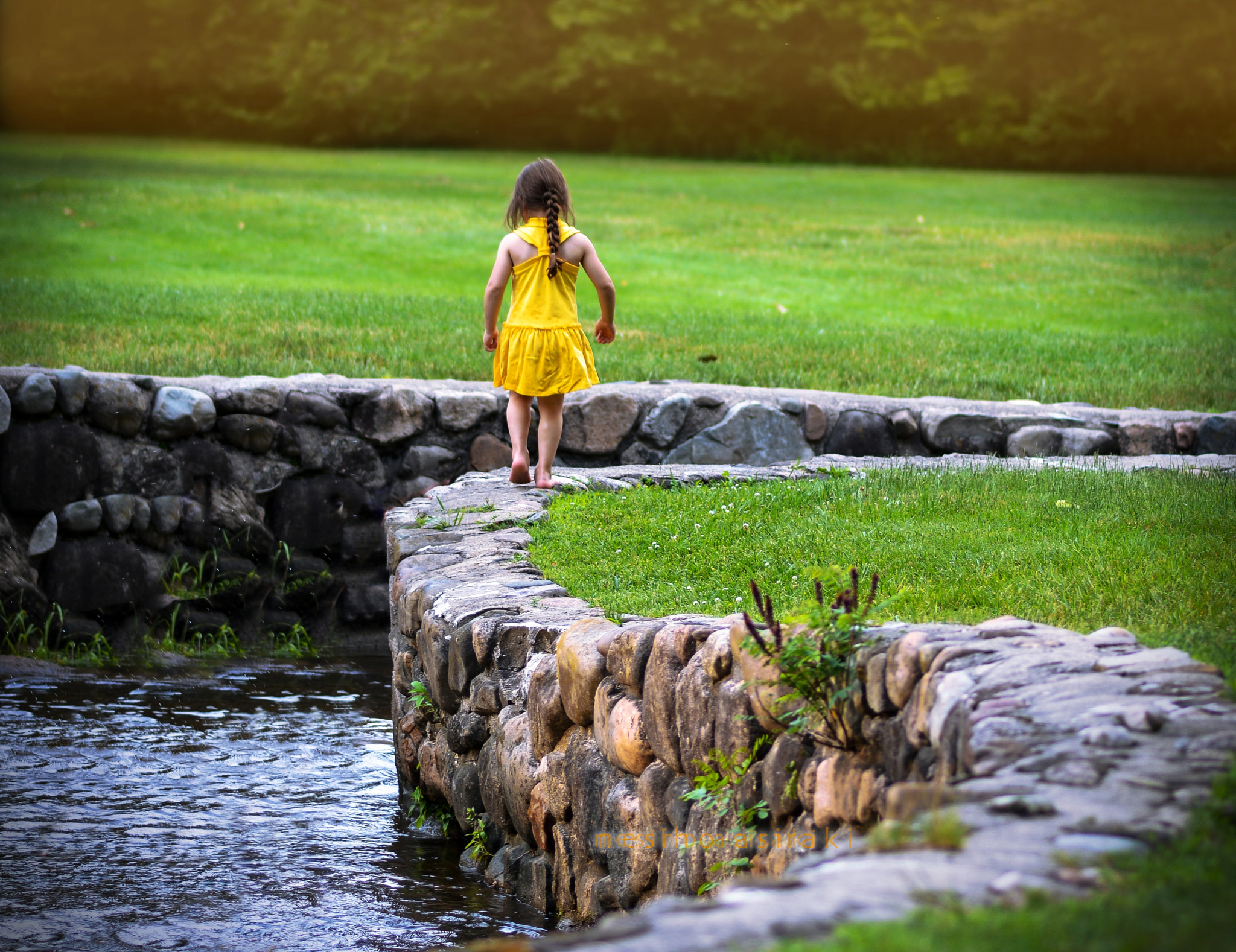 Nikon D7100 + Tokina AT-X Pro 100mm F2.8 Macro sample photo. The girl over stream photography