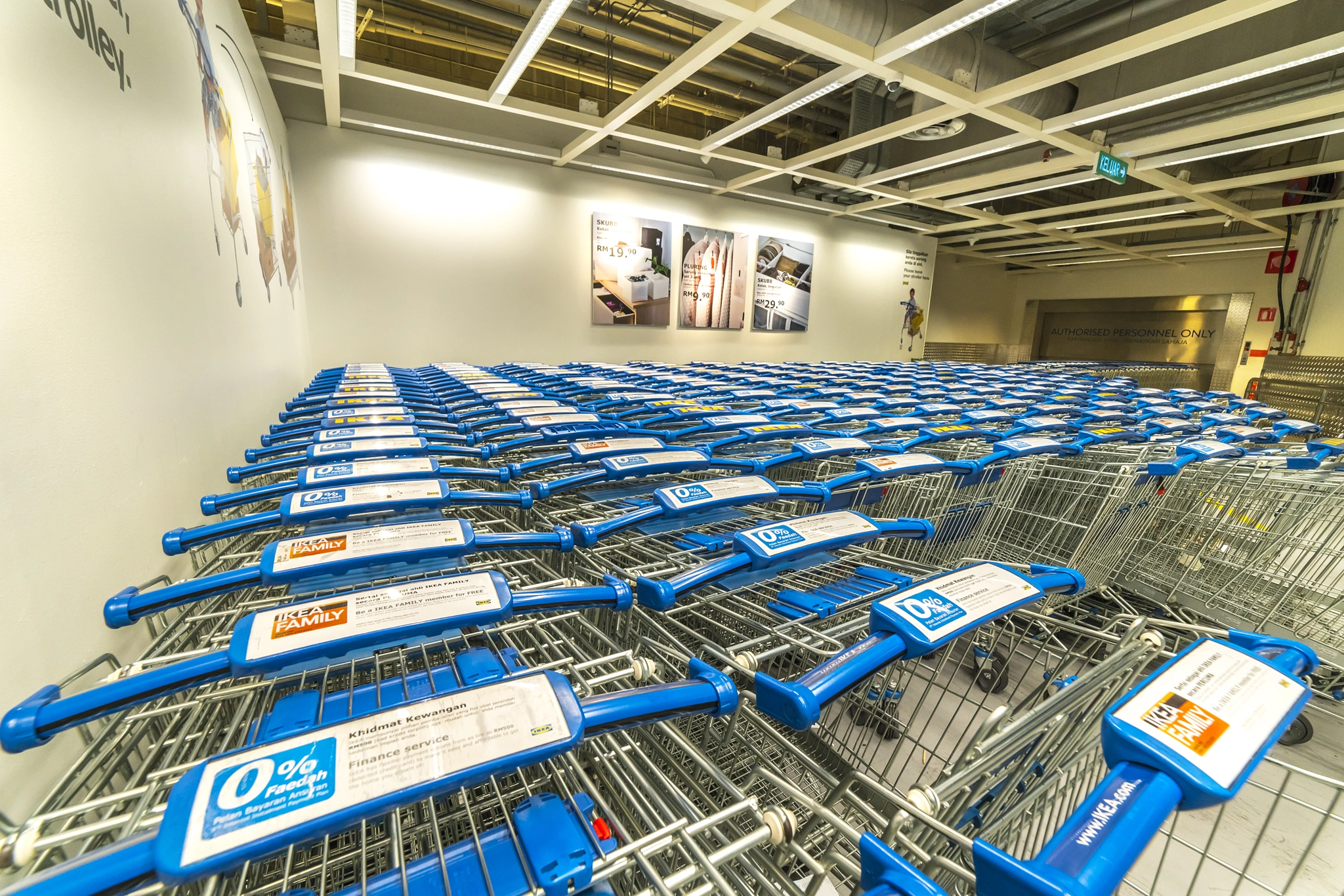 KUALA LUMPUR, MALAYSIA - MAY 22, 2016: Trolleys compartment at IKEA Store Kuala Lumpur, Malaysia....