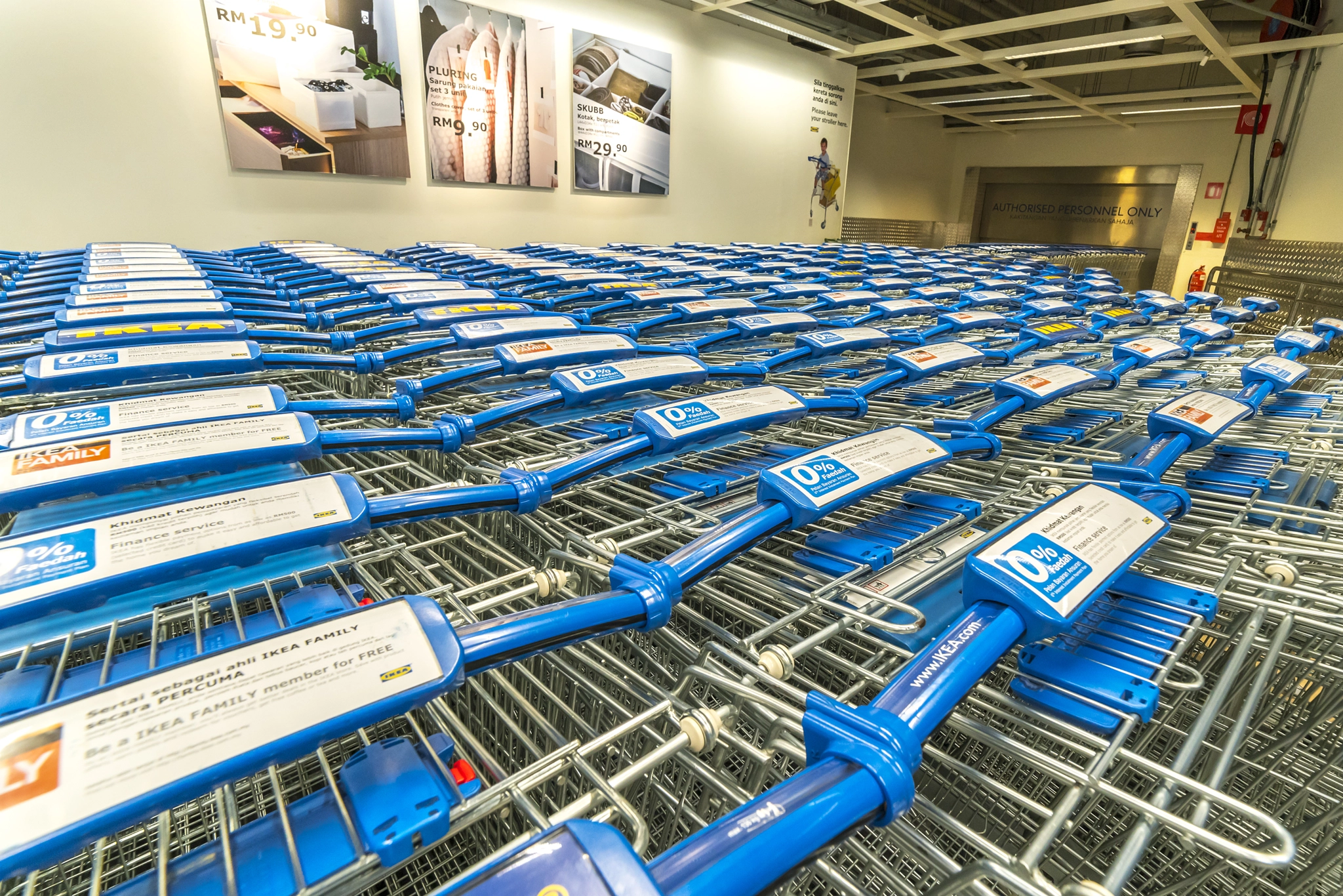 KUALA LUMPUR, MALAYSIA - MAY 22, 2016: Trolleys compartment at IKEA Store Kuala Lumpur, Malaysia....