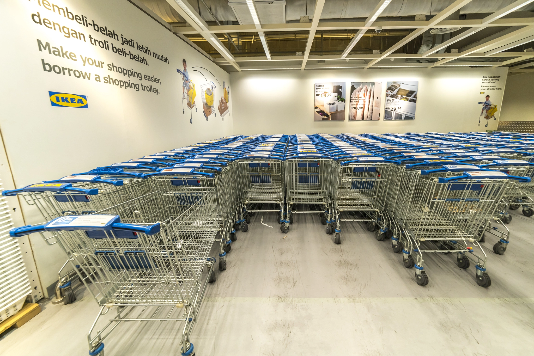 KUALA LUMPUR, MALAYSIA - MAY 22, 2016: Trolleys compartment at IKEA Store Kuala Lumpur, Malaysia....