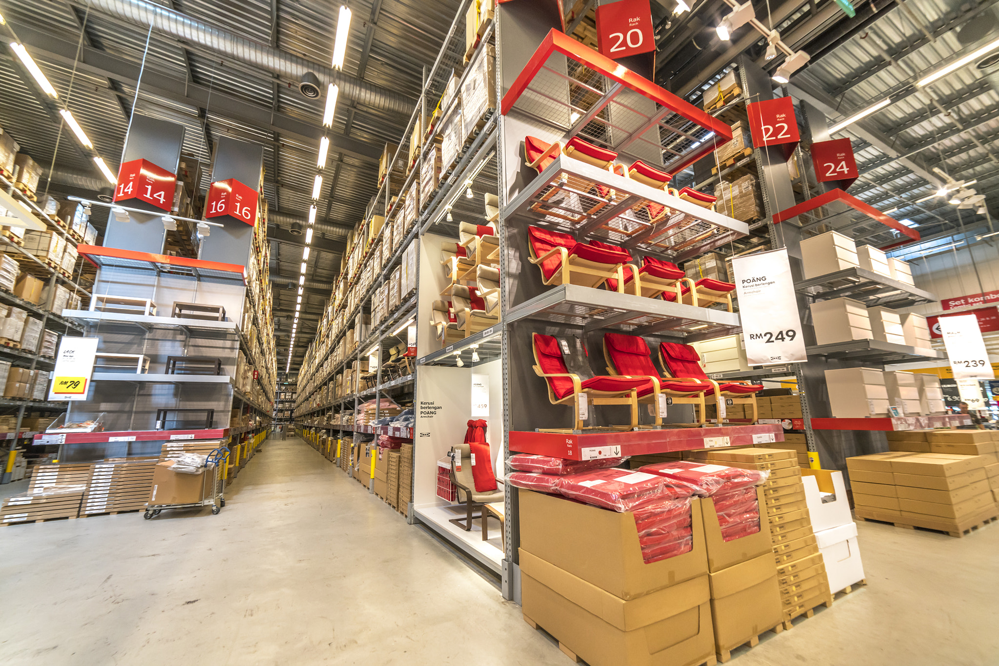 KUALA LUMPUR, MALAYSIA - MAY 22, 2016: Warehouse storage in an IKEA store. Founded in 1943, IKEA...