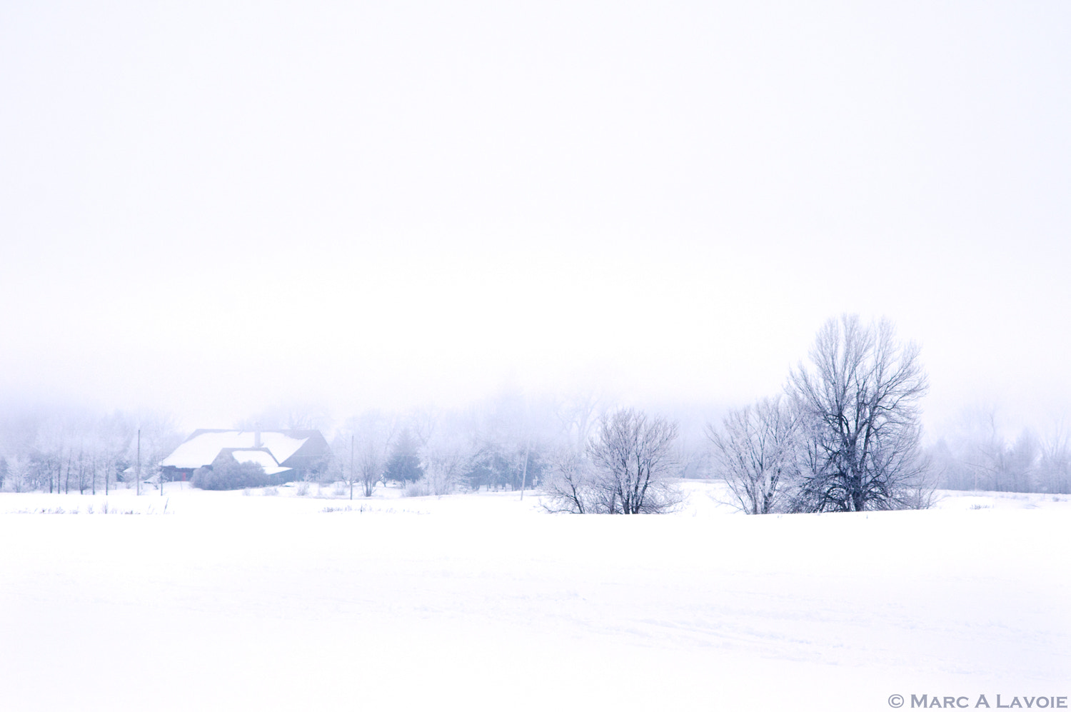 HD Pentax DA 55-300mm F4.0-5.8 ED WR sample photo. Barn in a wintry fog photography