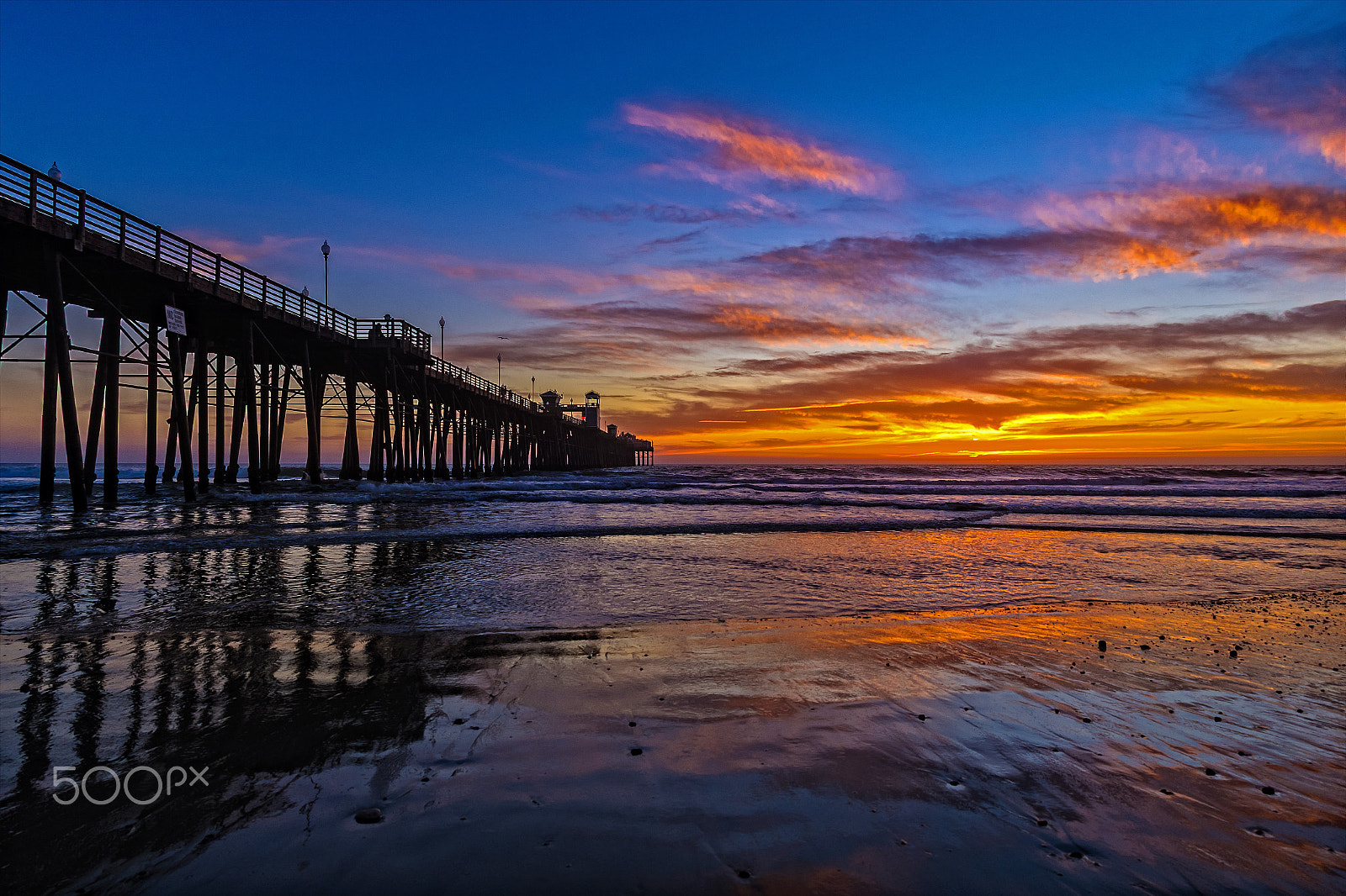 Sigma 15mm F2.8 EX DG Diagonal Fisheye sample photo. Colorful sunset at the oceanside pier - february 15, 2017 photography