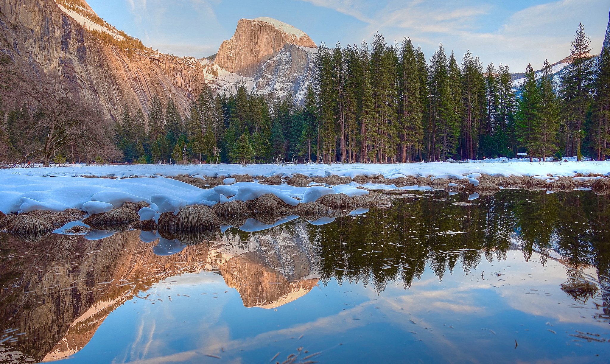 Nikon D5300 sample photo. Half dome reflection in flooded meadow photography