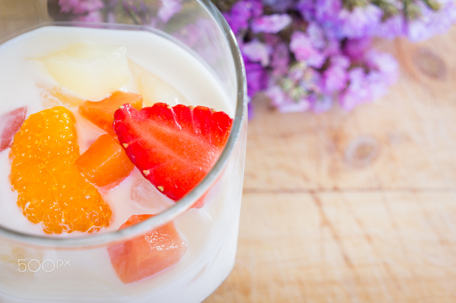Sony Alpha NEX-3 + Sony E 18-55mm F3.5-5.6 OSS sample photo. Milk pudding with fruits i photography