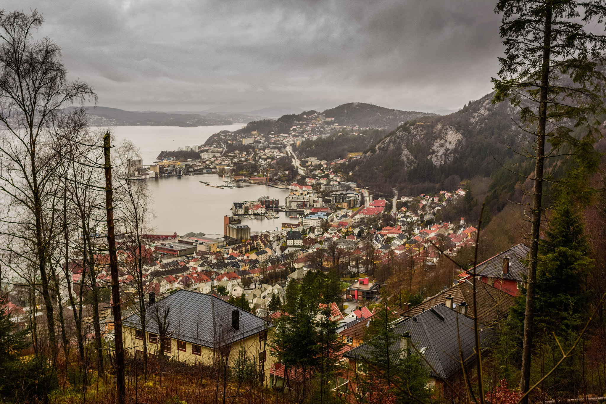 Nikon D7100 + Nikon AF-S Nikkor 28mm F1.8G sample photo. View on bergen city from the fløyen mountain photography