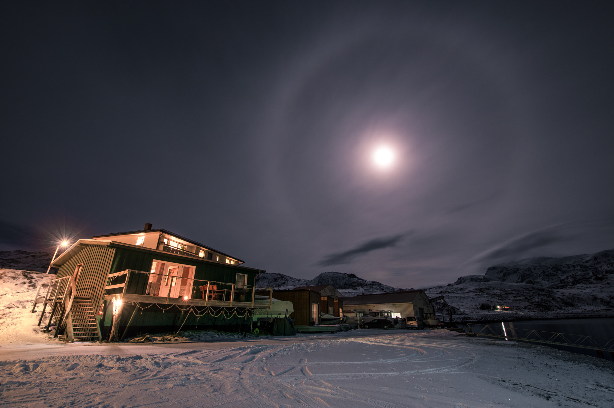 Pentax K-3 + Sigma 10-20mm F3.5 EX DC HSM sample photo. Arctic moon with halo - norway photography