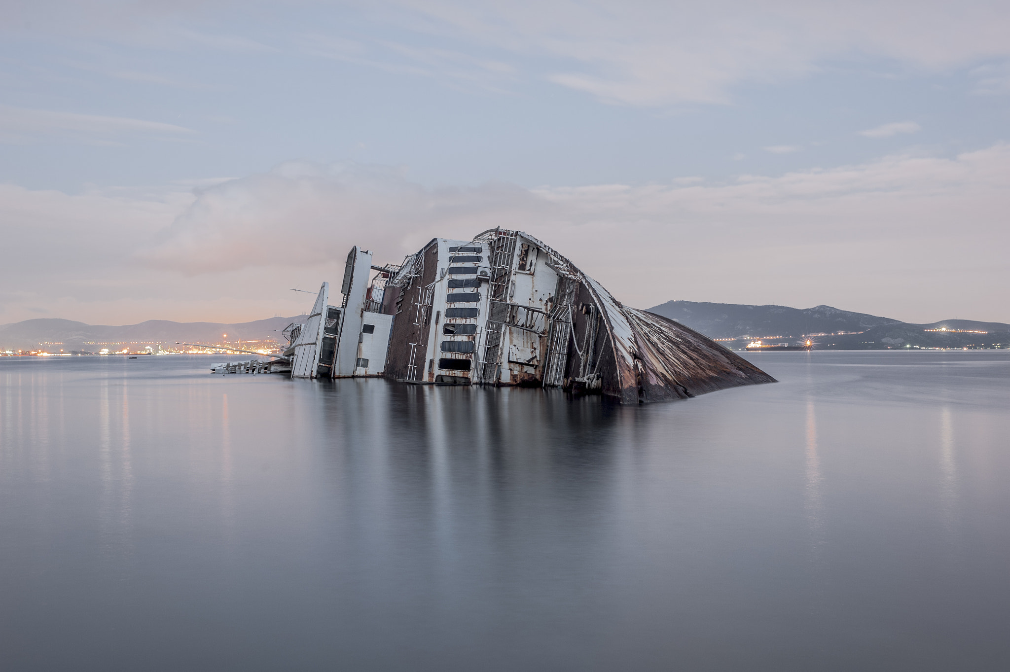 Nikon D3 + Sigma 24-70mm F2.8 EX DG Macro sample photo. Shipwreck of mediterranean sky photography