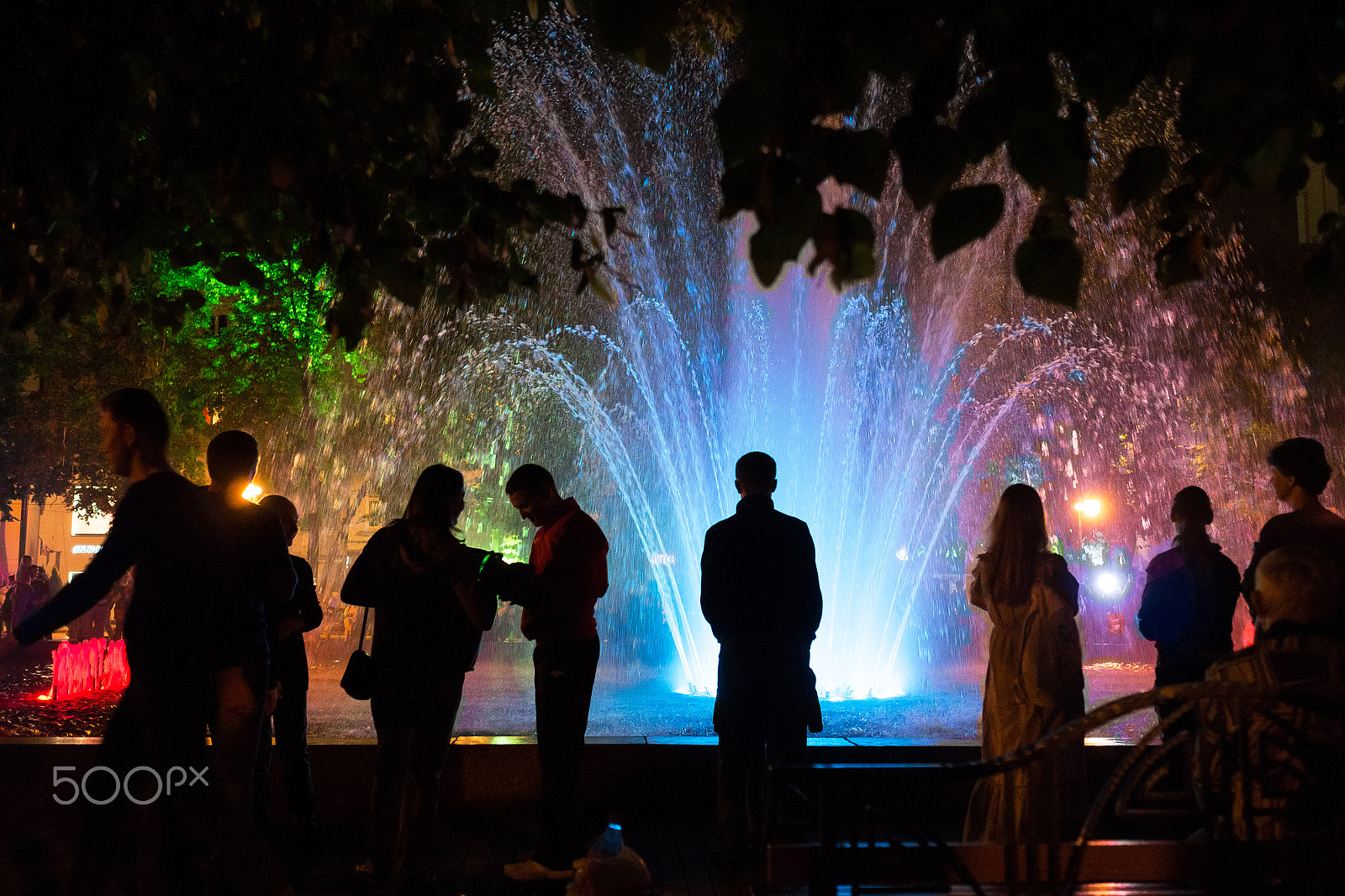 Fujifilm X-A1 sample photo. Koltsovsky square, multicolored fountain photography