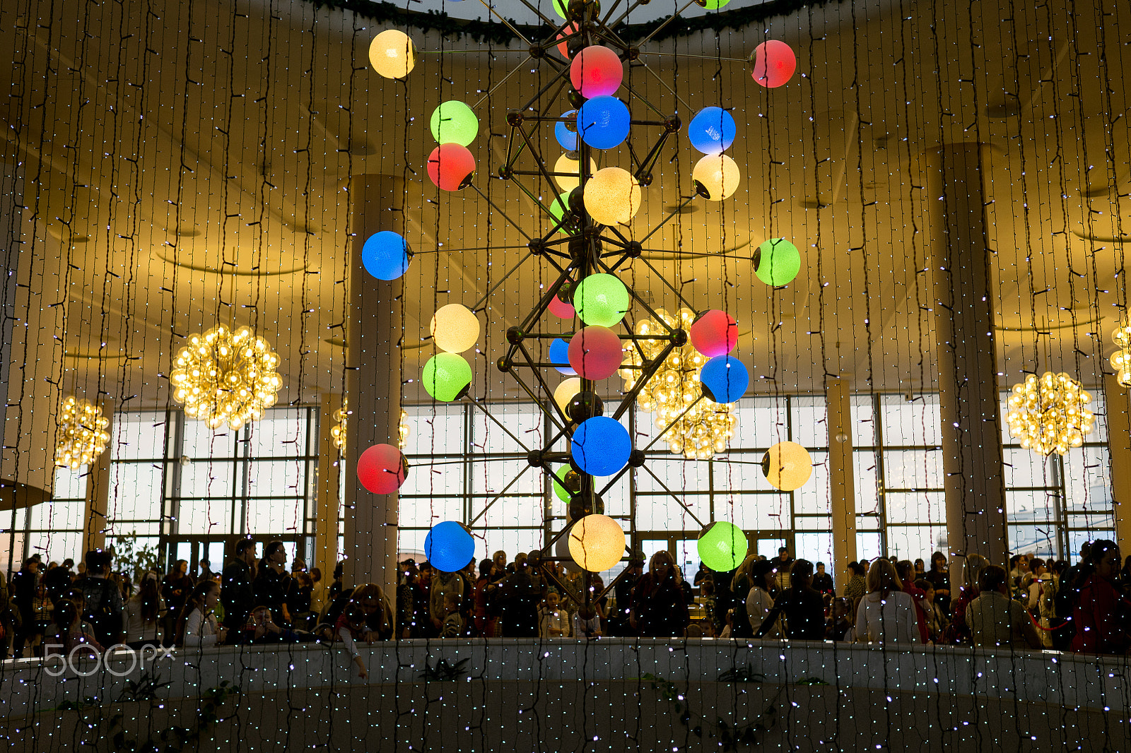 Fujifilm X-A1 sample photo. Chandelier in the foyer of the theater photography