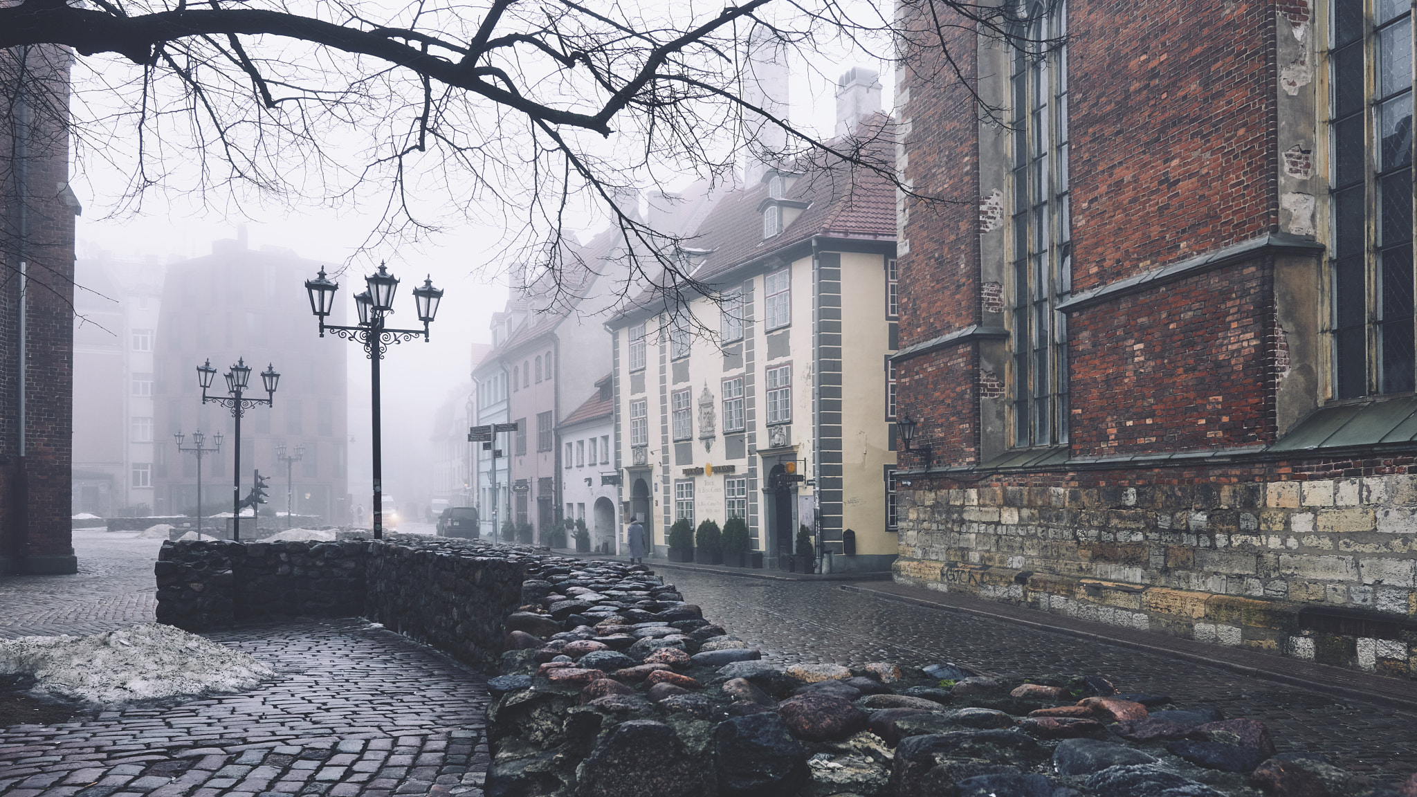 Sony a6500 sample photo. Riga old town having a silent hill moment photography