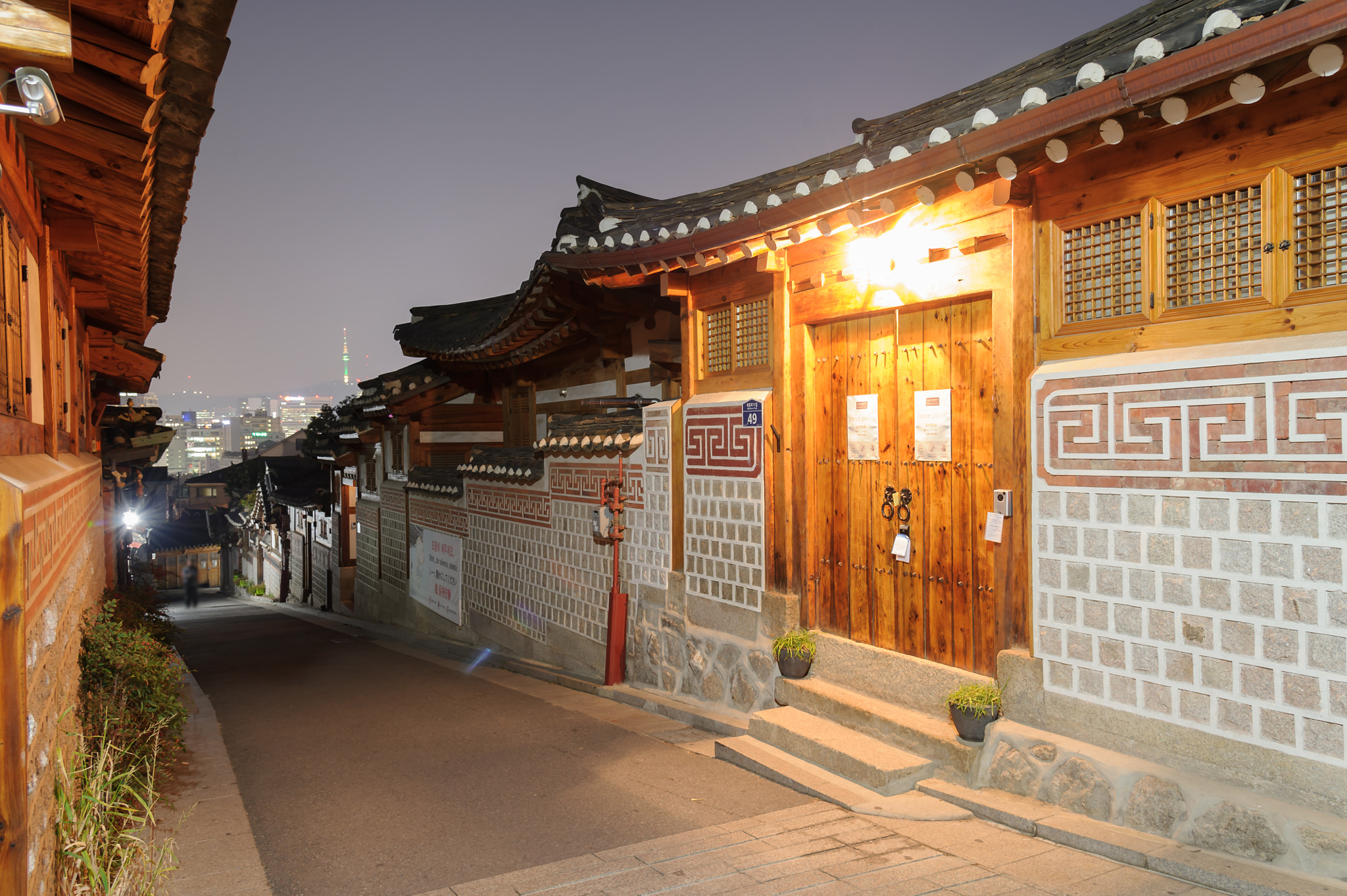 Nikon D3S sample photo. The bukchon hanok village at night in korea photography