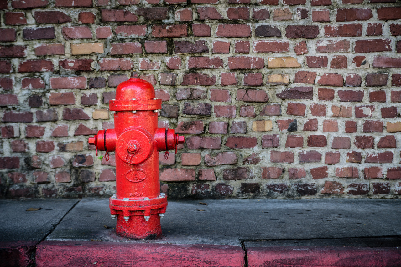 Sony a7R + Tamron SP 24-70mm F2.8 Di VC USD sample photo. Fire red hydrant photography